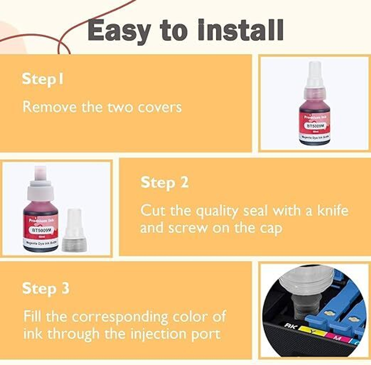 Image of Gedi 790 Ink Refill Compatible DCP T520W, T300, T310, T420W, T500W, T220 Printer Tri-Color Ink Bottle
