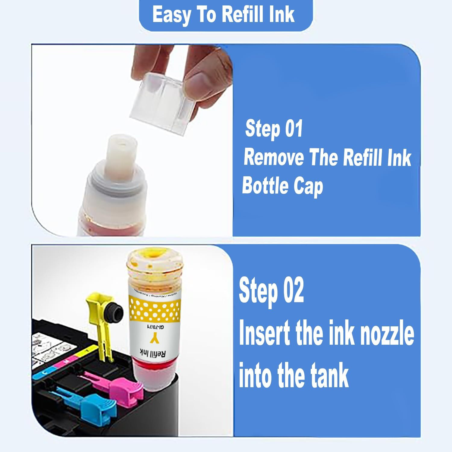 Image of Gedi GI71 Refill Ink for Canon G1020,G2020,G2021,G2060,G2730,G3020,G3021 Printer Black Ink Bottle