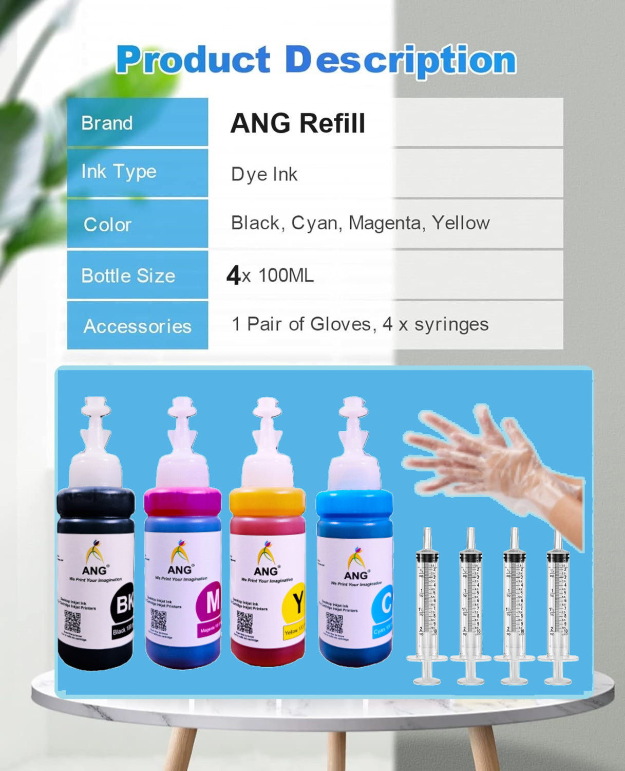 Image of Ang Refill kit For Can- MG3570, TS207, TS307, MX377, MP145 and all other cartridge Black + Tri Color Combo Pack Ink Bottle