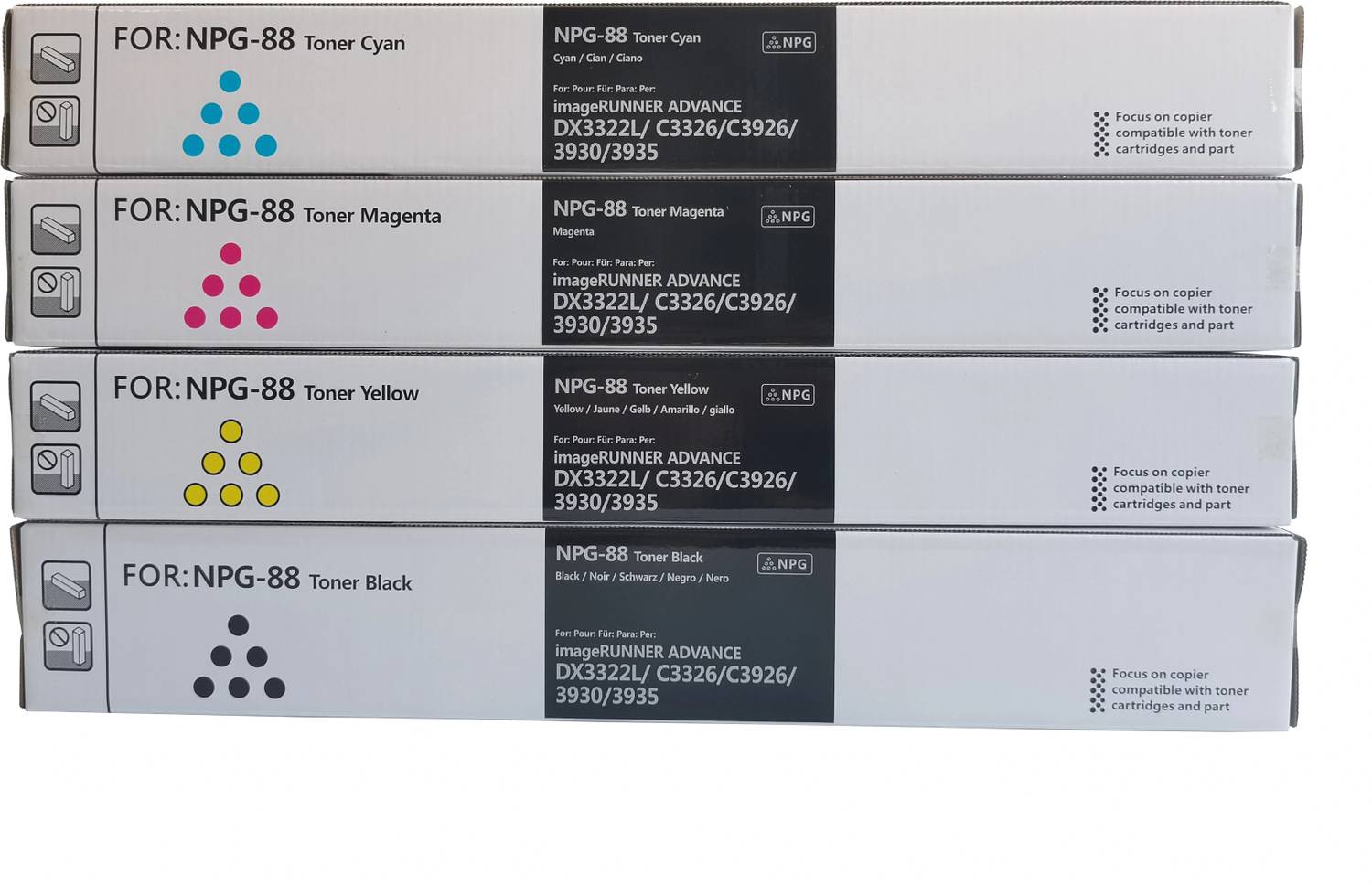 Smart Toner Cartridge Compatible NPG-88 Black, Cyan, Yellow