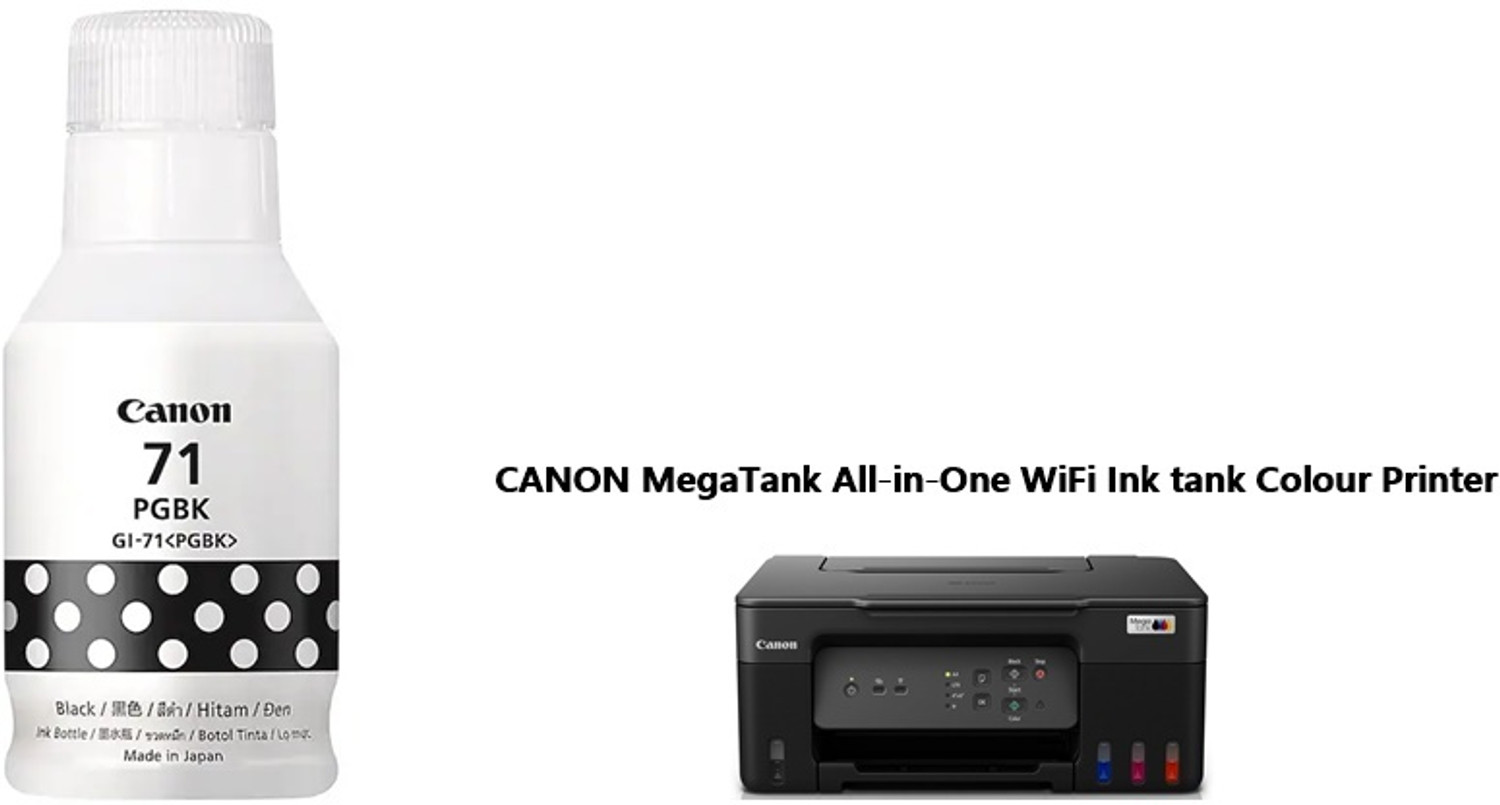 Image of CAN PIXMA CANON G 3730 135ML ORIGINAL SINGLE FUNCTION G 3730 INK TANK PRINTER INK GI71 Black Ink Bottle