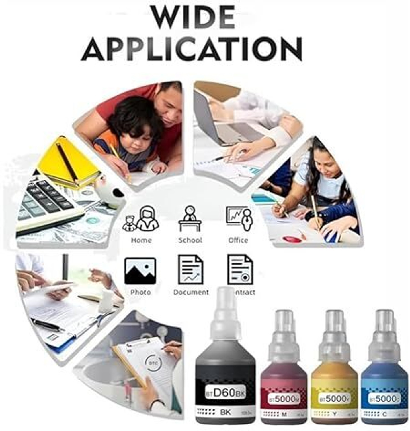 Image of Gedi 790 Ink Refill Compatible DCP T520W, T300, T310, T420W, T500W, T220 Printer Tri-Color Ink Bottle
