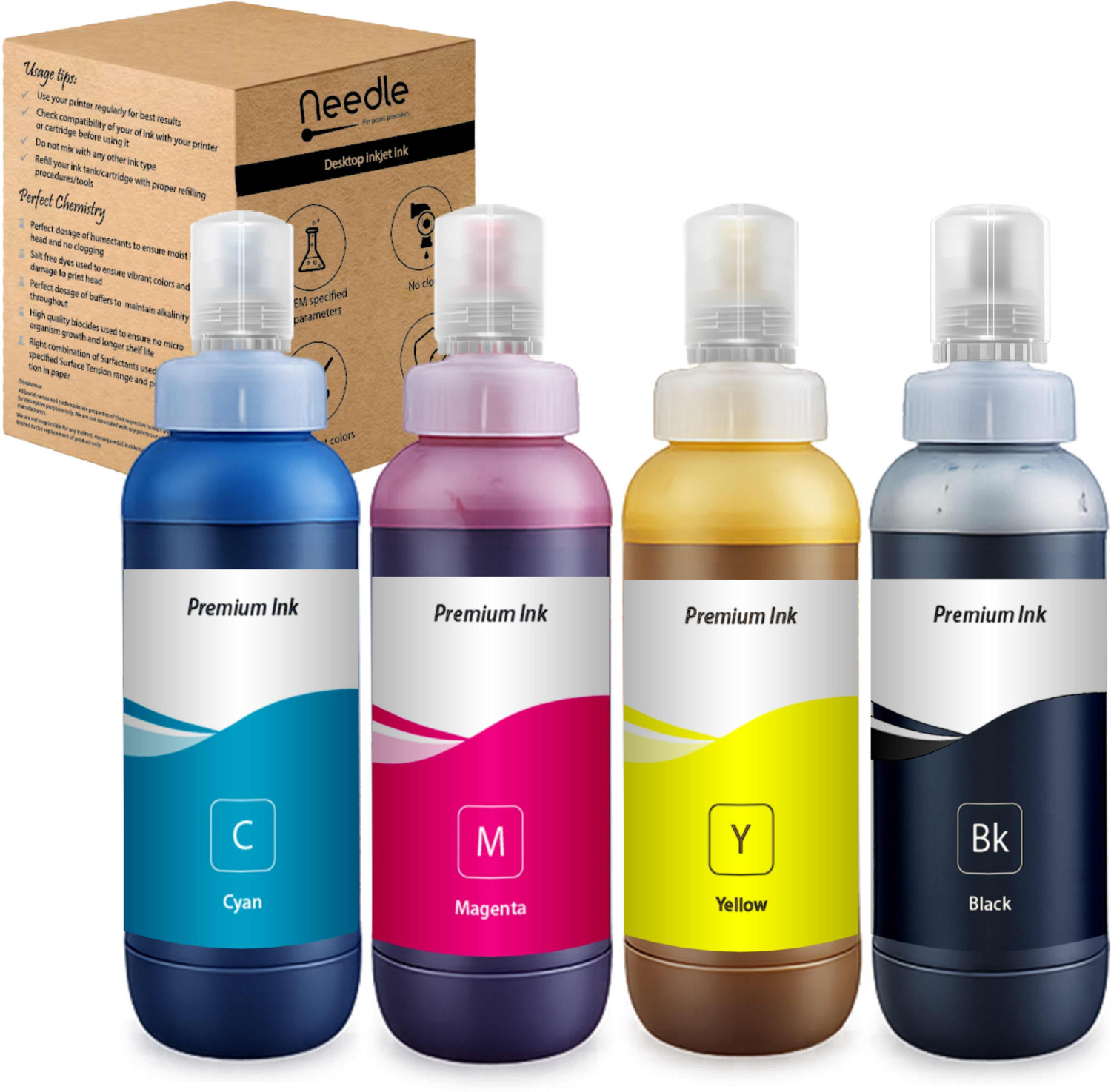 Image of Needle 003 for EP L3110 L3150 L3250 L3252 L3115 L3116 L3101 Printers 1 KG each Black + Tri Color Combo Pack Ink Bottle