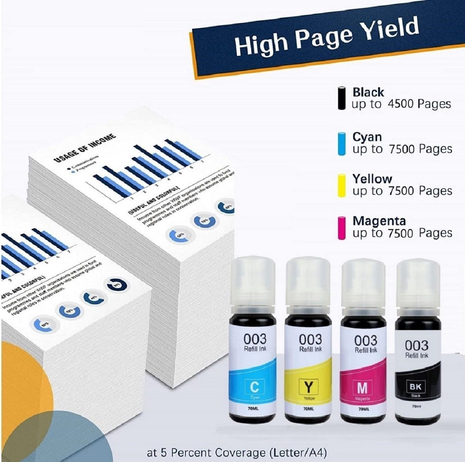 Image of ASV Refill for Epson 001,003,L3200,L3210,L3211,L3215,L3216,L3250,L3252 Tri-Color Ink Bottle