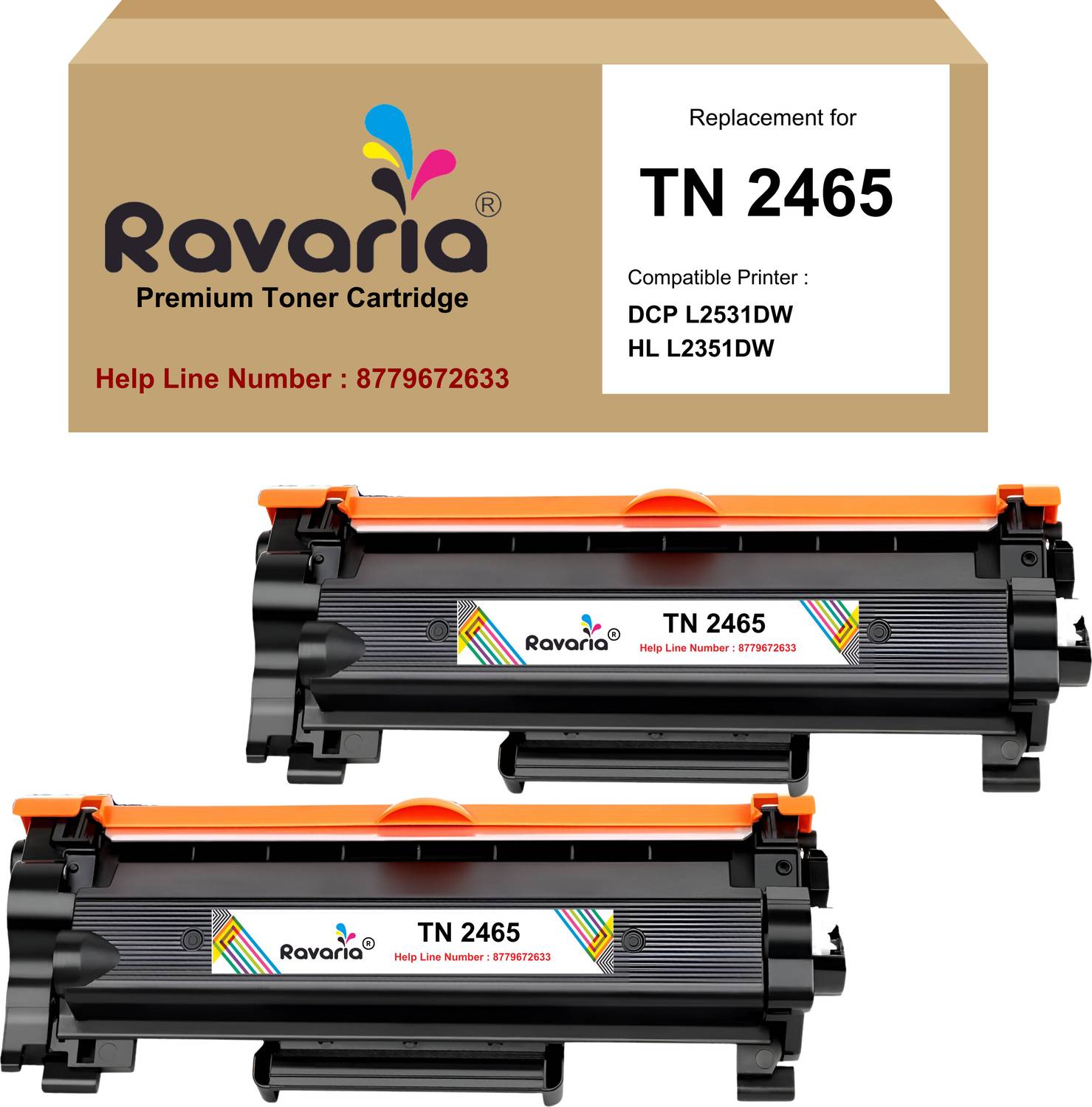 Ravaria TN 2465 Toner Cartridg Black - Twin Pack Ink Cartridge