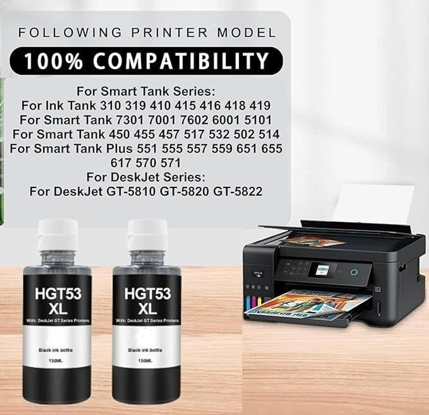 Image of ASV GT51 /GT53 XL smart tank printer 581,210,525,520,521,585,580,670,530,675,720,750 Black Ink Bottle