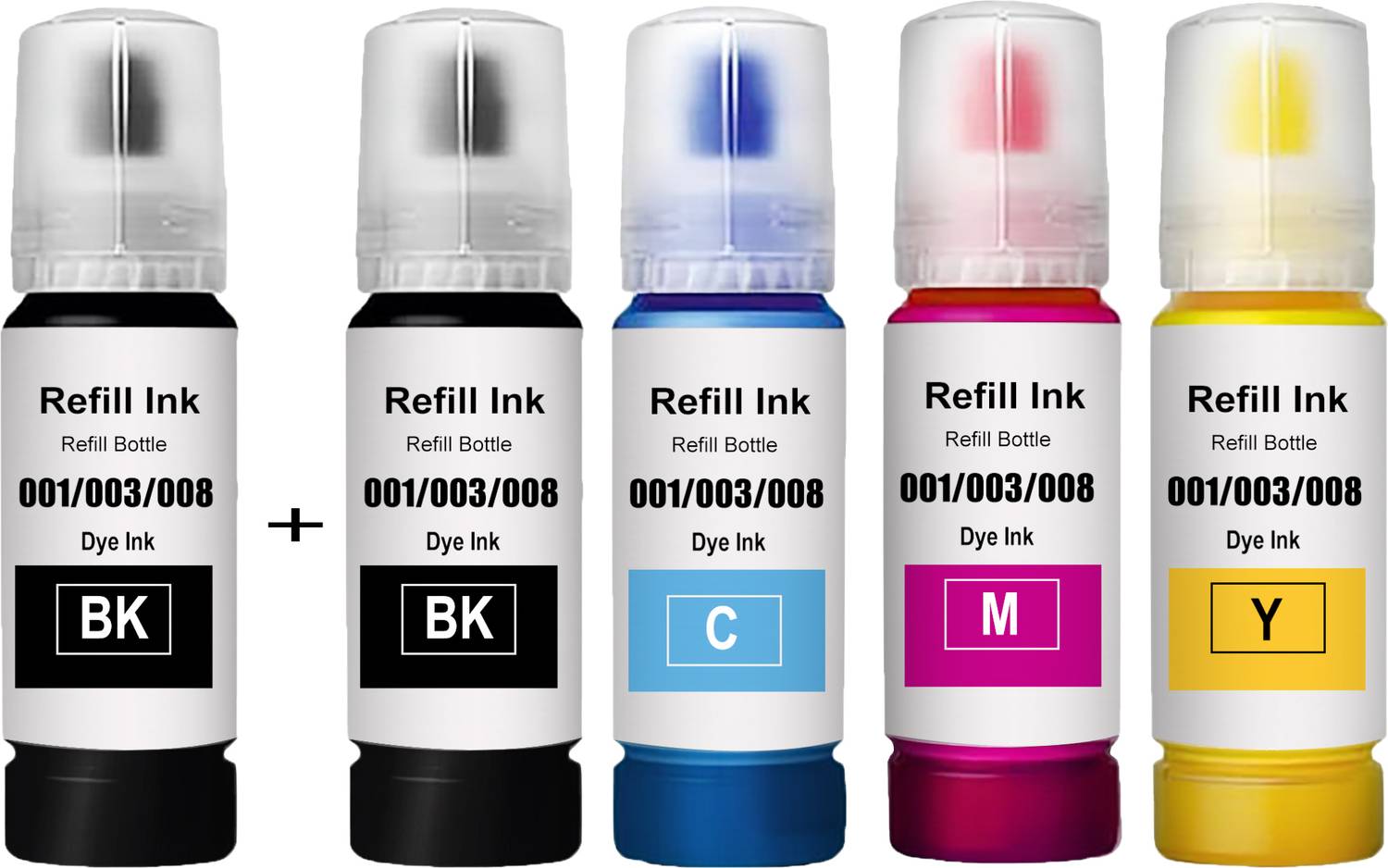 HYNEAR 003 Refill Ink Compatible for L3110, L3150, L3250, L3252 L3115, L3116, Printers Black + Tri Color Combo Pack Ink Bottle