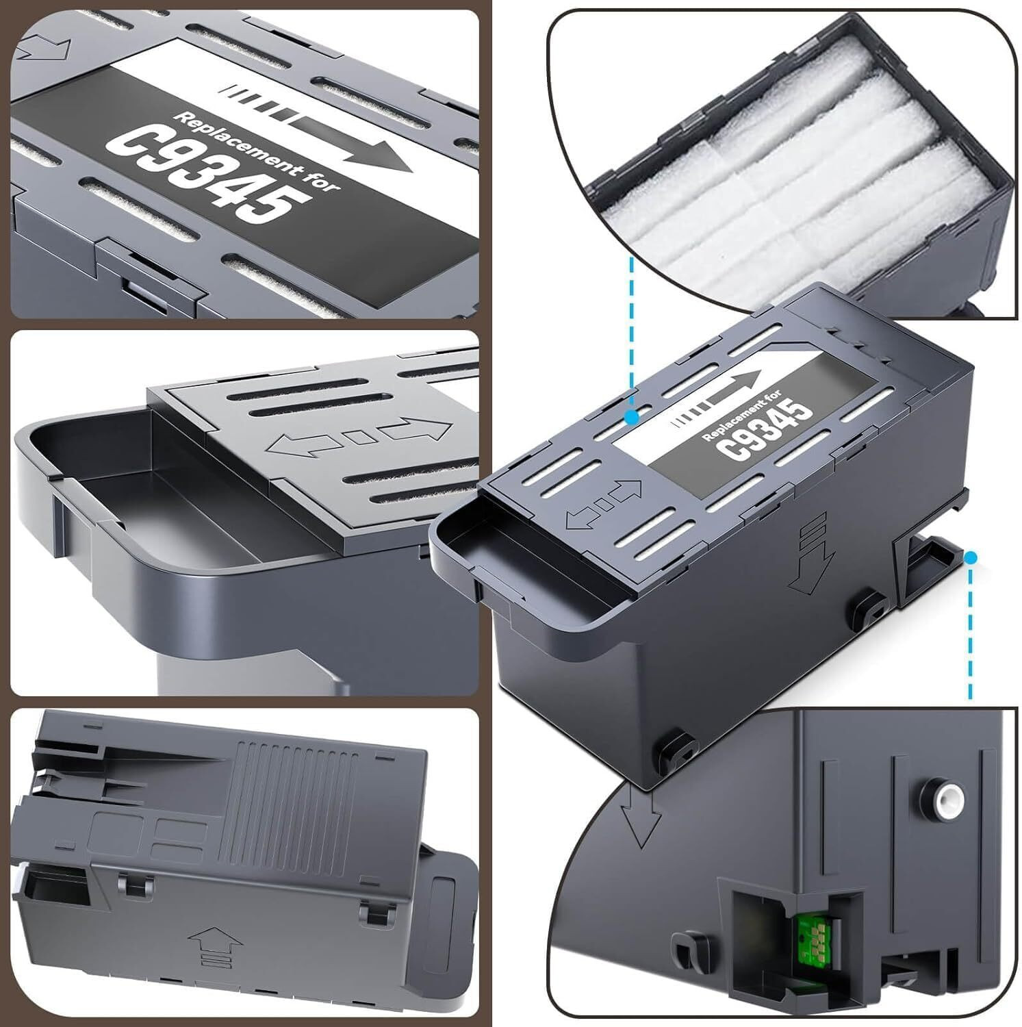Image of Ang C9345 Maintenance Box For Epson L15150 L15158 L15160 L8160 L8180 Tri-Color Ink Toner