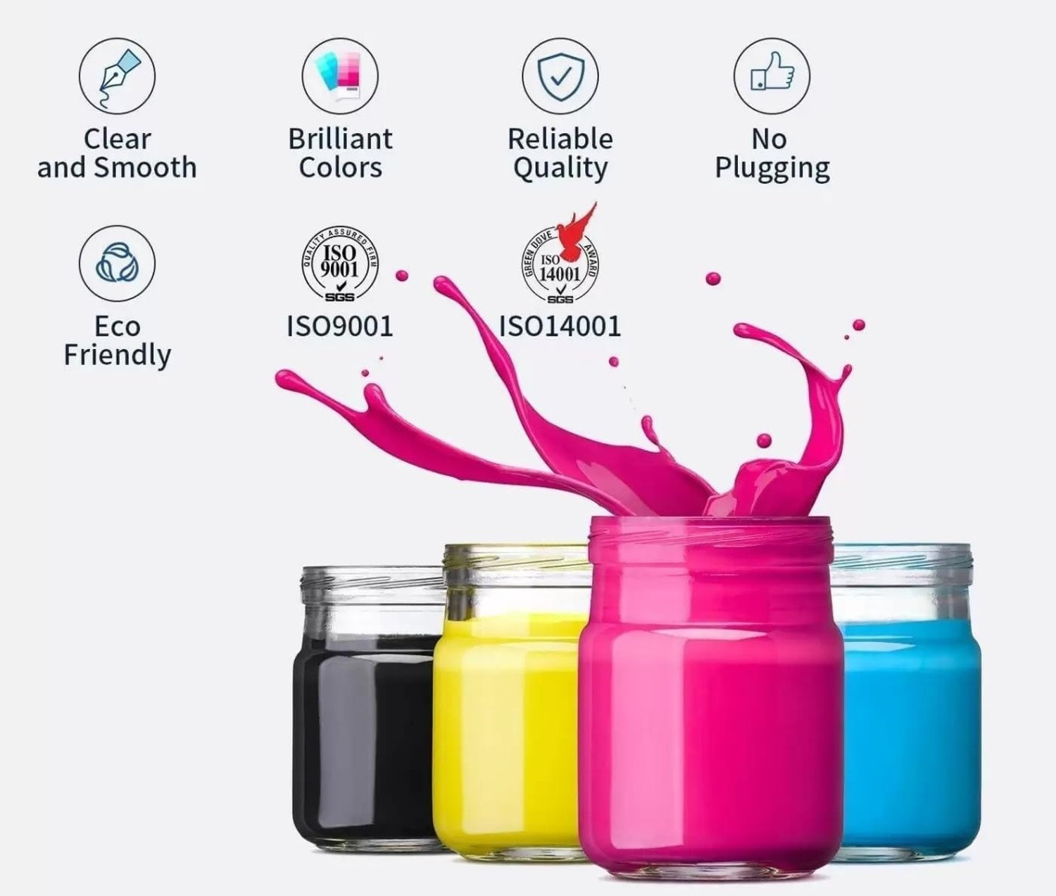 Image of Gedi GI 71 Refill Ink for Canon Pixma G2020,G2021,G2060,G2730,G3020,G3021 Printer Black + Tri Color Combo Pack Ink Bottle