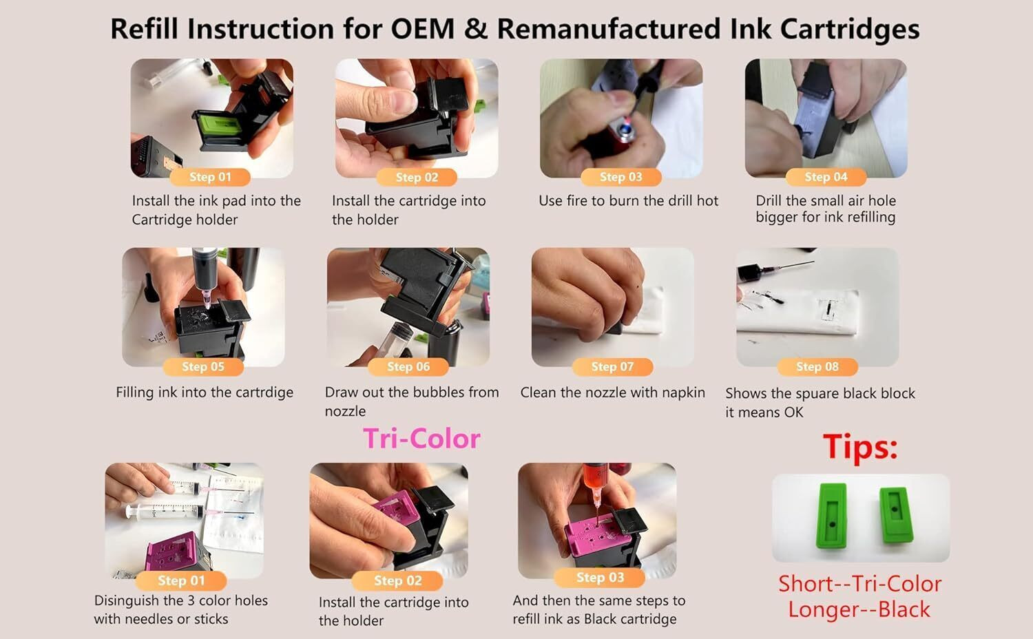 Image of HYNEAR 805 HP 100ml Cartridge Ink Refill Suction Toolkit for HP,Canon Cartridge Printer Black Ink Bottle