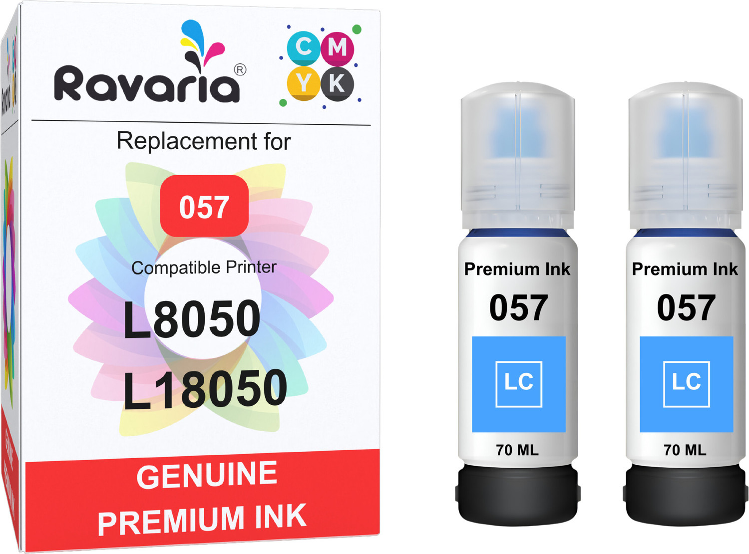 Image of Ravaria L8050, L18050 Printer Compatible Ink Bottle Light Cyan Ink Bottle