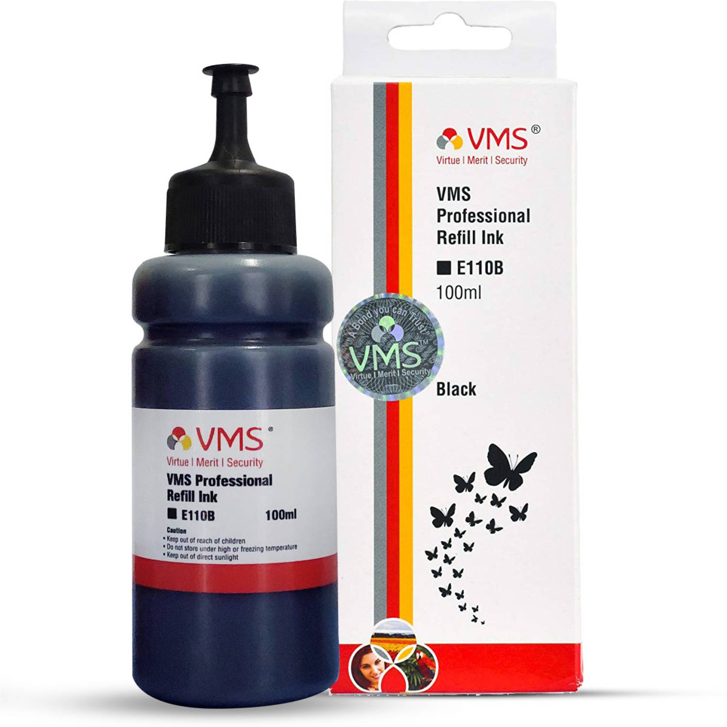 VMS Professional Black Ink | Pack of 1 | For All Inkjet Printers | Black Ink Bottle