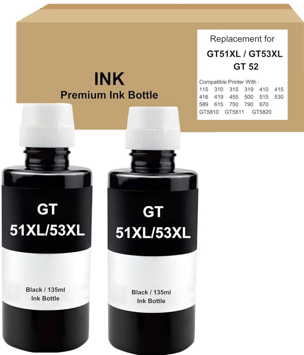 Image of ASV GT51 /GT53 XL smart tank printer 581,210,525,520,521,585,580,670,530,675,720,750 Black Ink Bottle