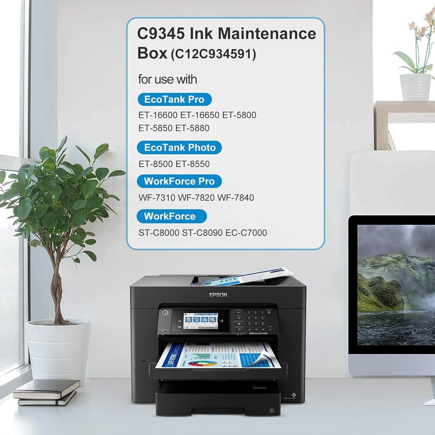 Image of Ang C9345 Maintenance Box For Epson L15150 L15158 L15160 L8160 L8180 Tri-Color Ink Toner