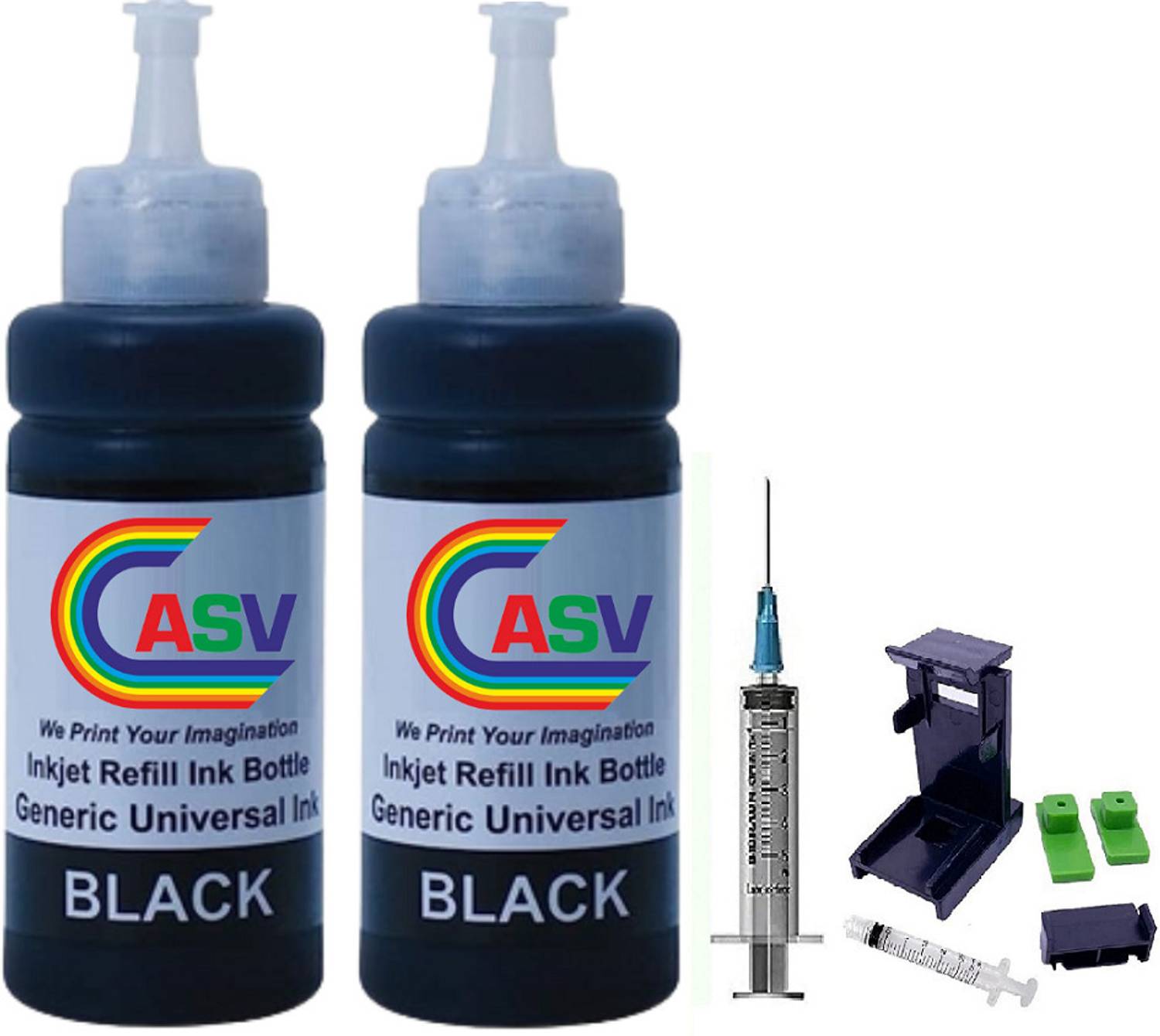 ASV Cartridge Refill For HP 47, 682, 678, 802, 803, 805, 46, 680, 685, 703, 704, 808 Black Ink Bottle