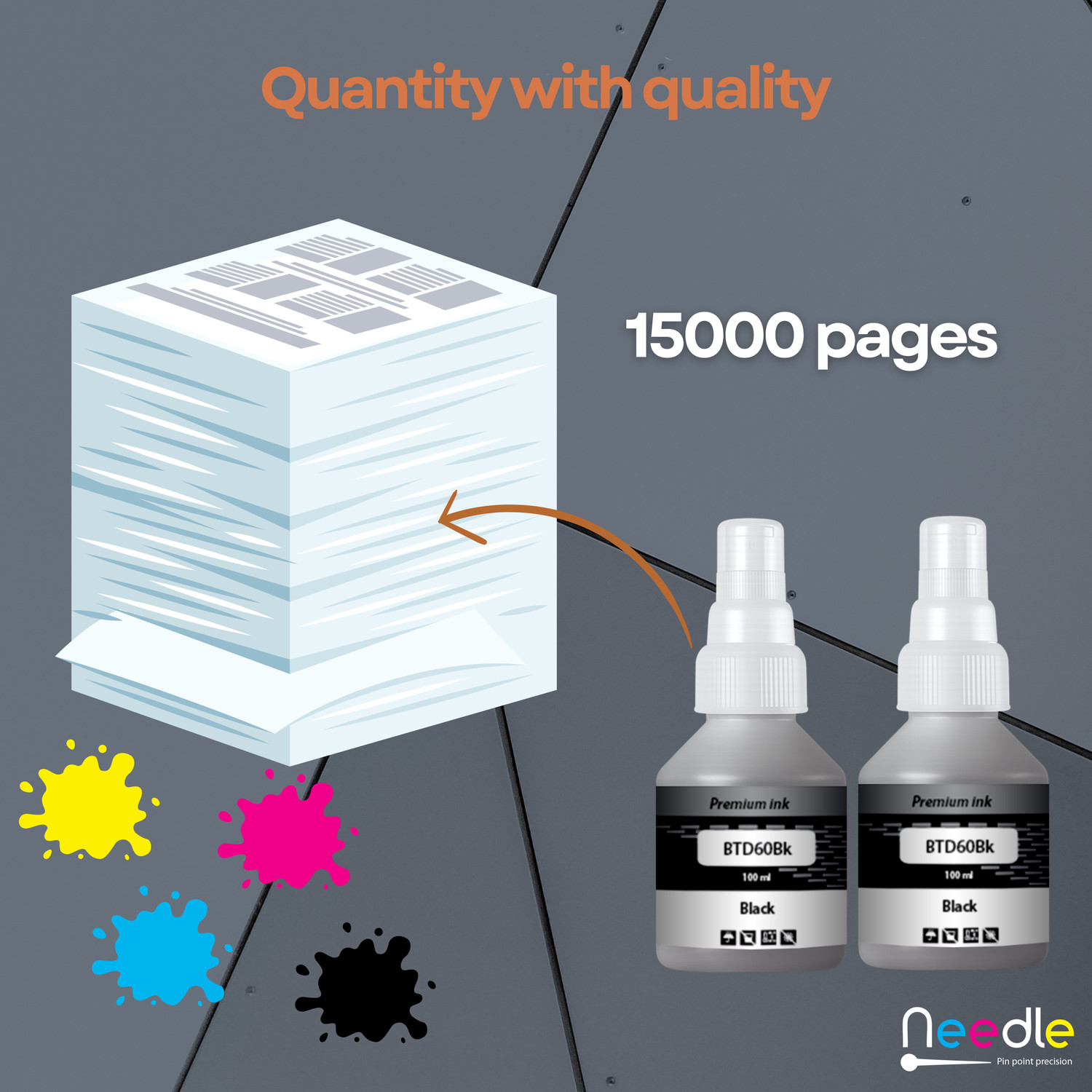 Image of Needle BTD60 /BT5000 for DCP-T310 T220 T420 T510 T520 T700 T4000W Printers 70 gms each Black Ink Bottle