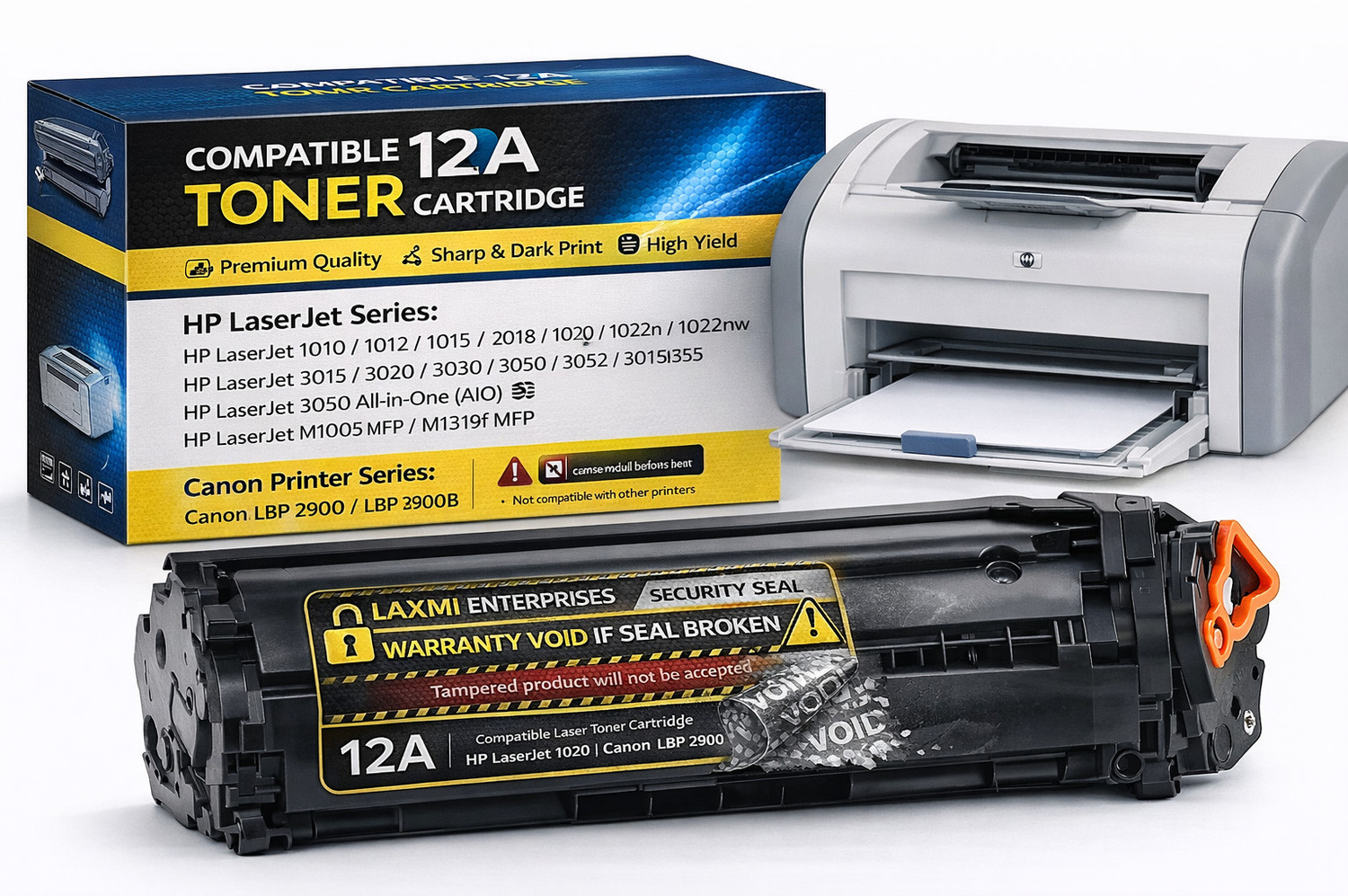 Image of Black HP 1020 & M1005 Printer | Compatible with 1010, 1015, 1022, 3050 Series Black Ink Cartridge