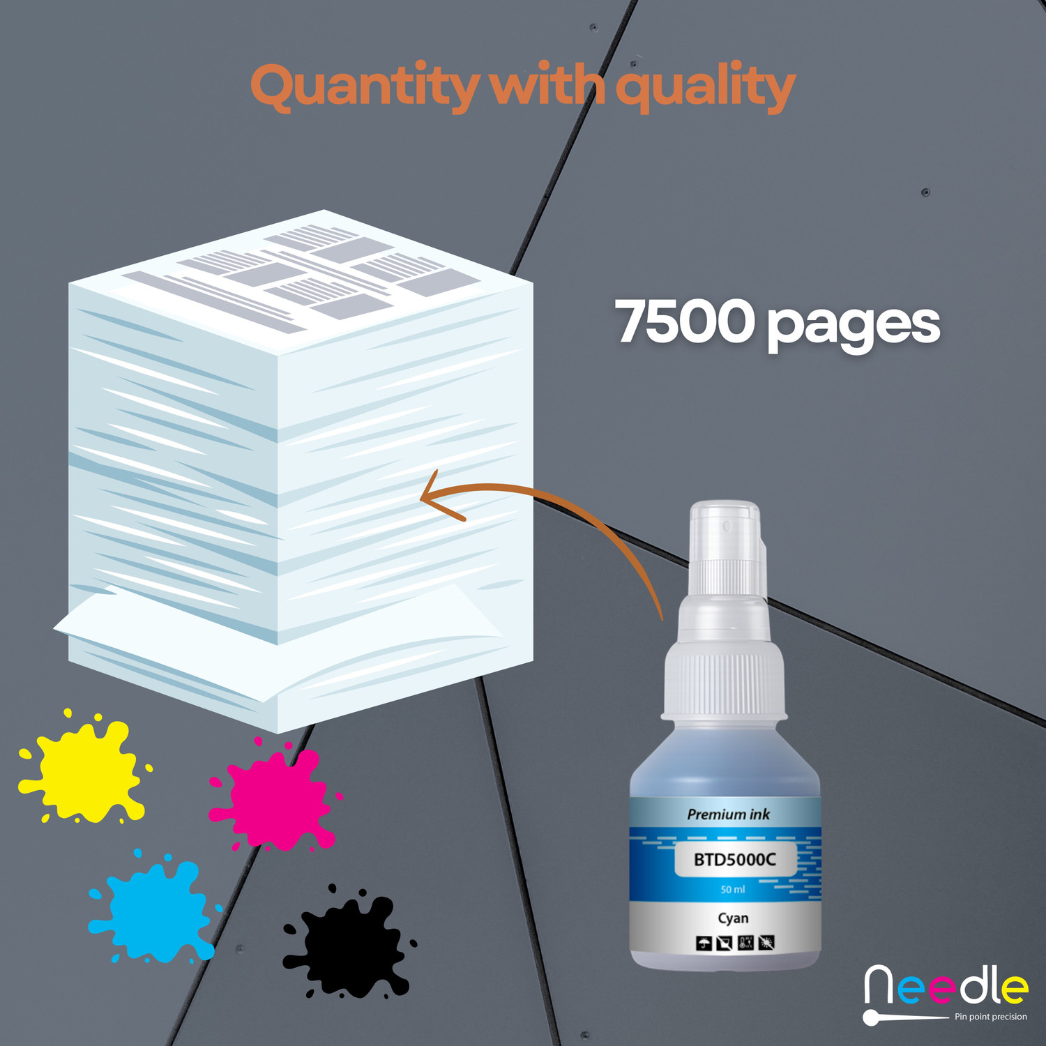 Image of Needle BTD60 /BT5000 for DCP-T310 T220 T420 T510 T520 T700 T4000W Printers 50 gms each Cyan Ink Bottle