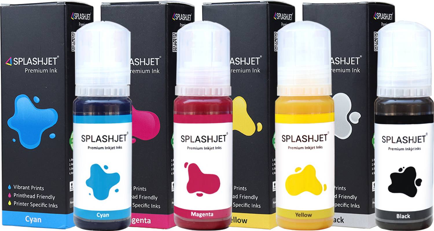 Splashjet Sublimation Ink for Ep L3110, L3101, L3115 Printer - (70gm x 4 Color) - 501864 Black + Tri Color Combo Pack Ink Bottle