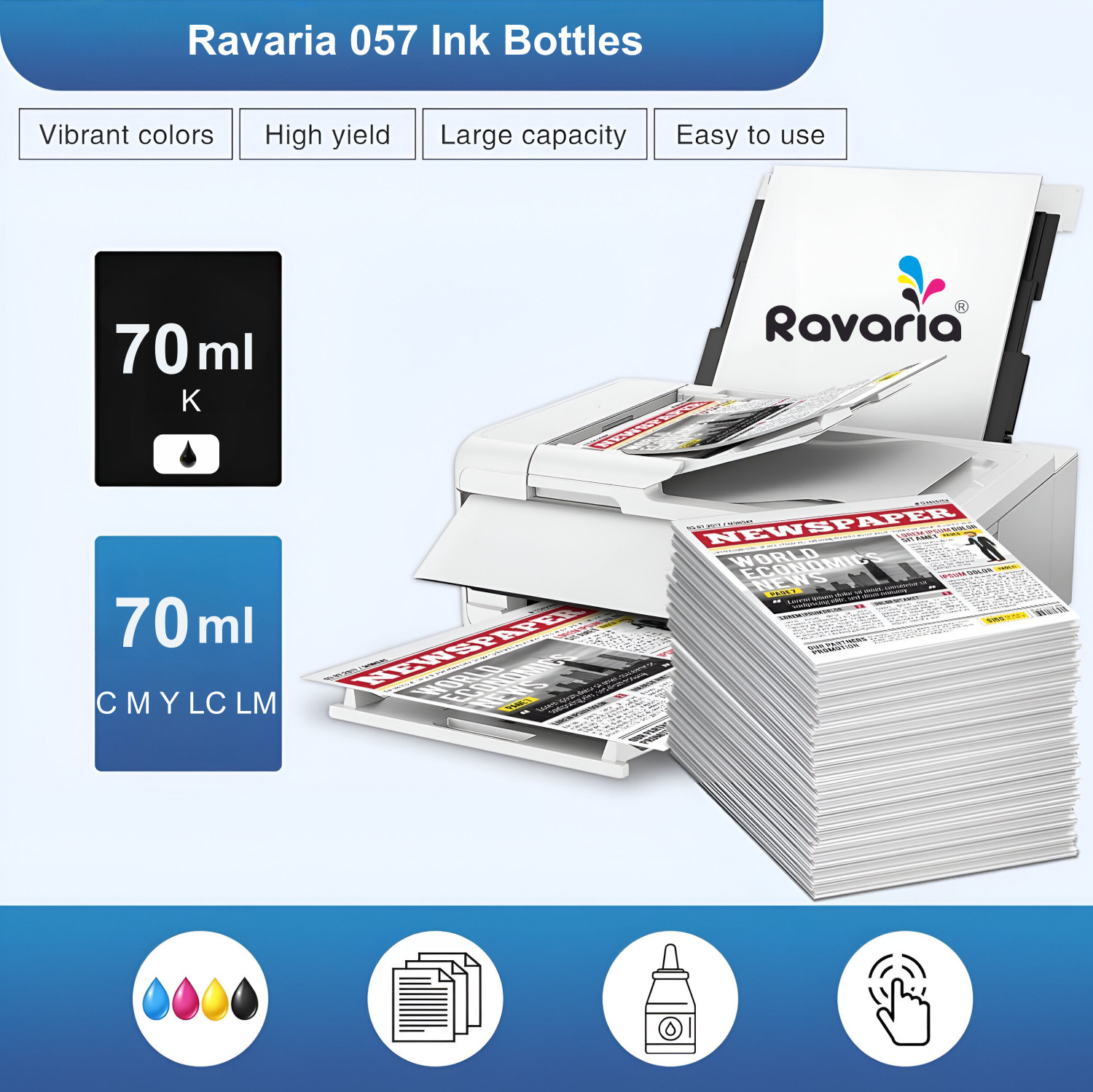 Image of Ravaria L8050, L18050 Printer Compatible Ink Bottle Black + Tri Color Combo Pack Ink Bottle