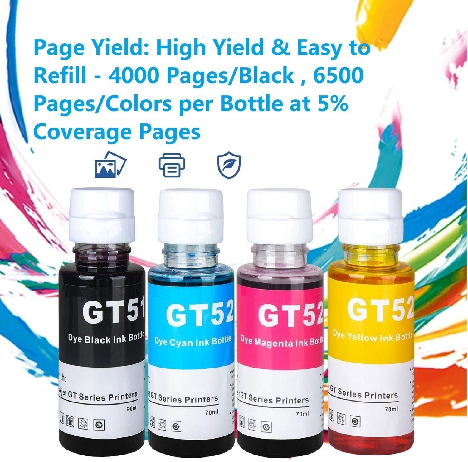 Image of ASV GT51 /GT52 smart tank printer 581,210,525,520,521,585,580,670,530,675,720,750 Tri-Color Ink Bottle