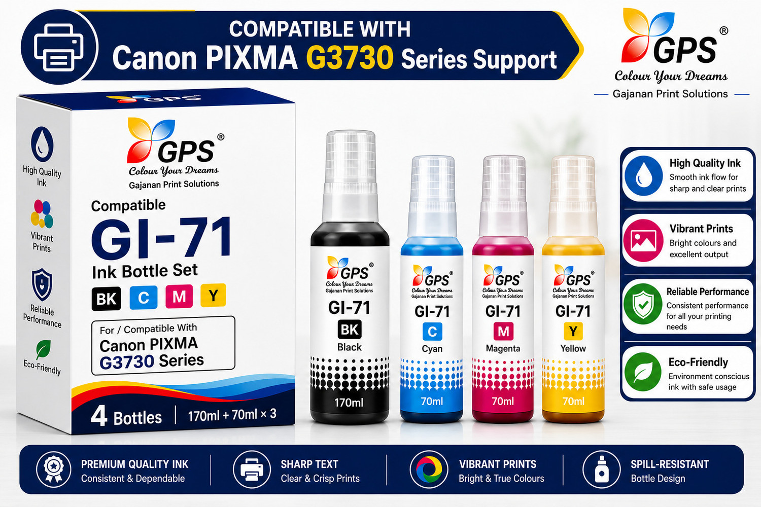 Image of GPS Colour Your Dreams Canon PIXMA G3730 Series Compatible Ink Bottle Set Black - Twin Pack Ink Bottle