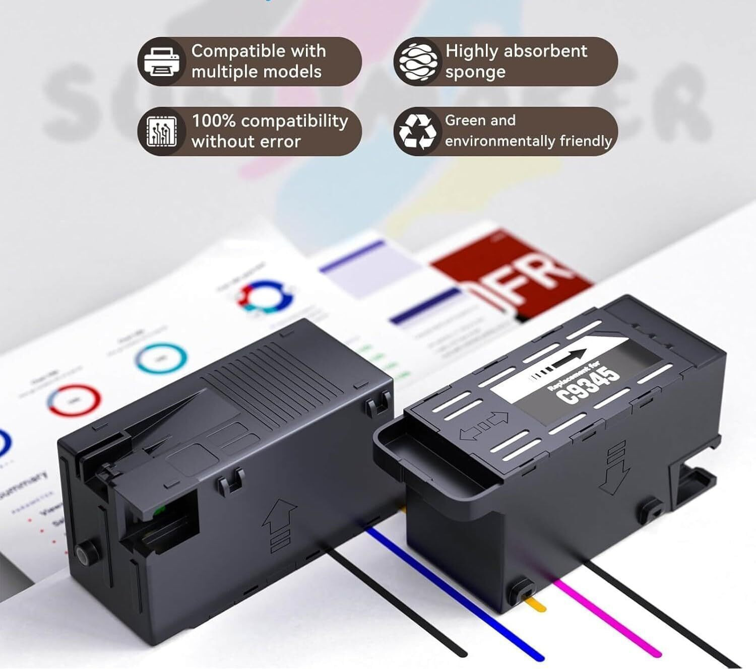 Image of Ang C9345 Maintenance Box For Epson L15150 L15158 L15160 L8160 L8180 Tri-Color Ink Toner