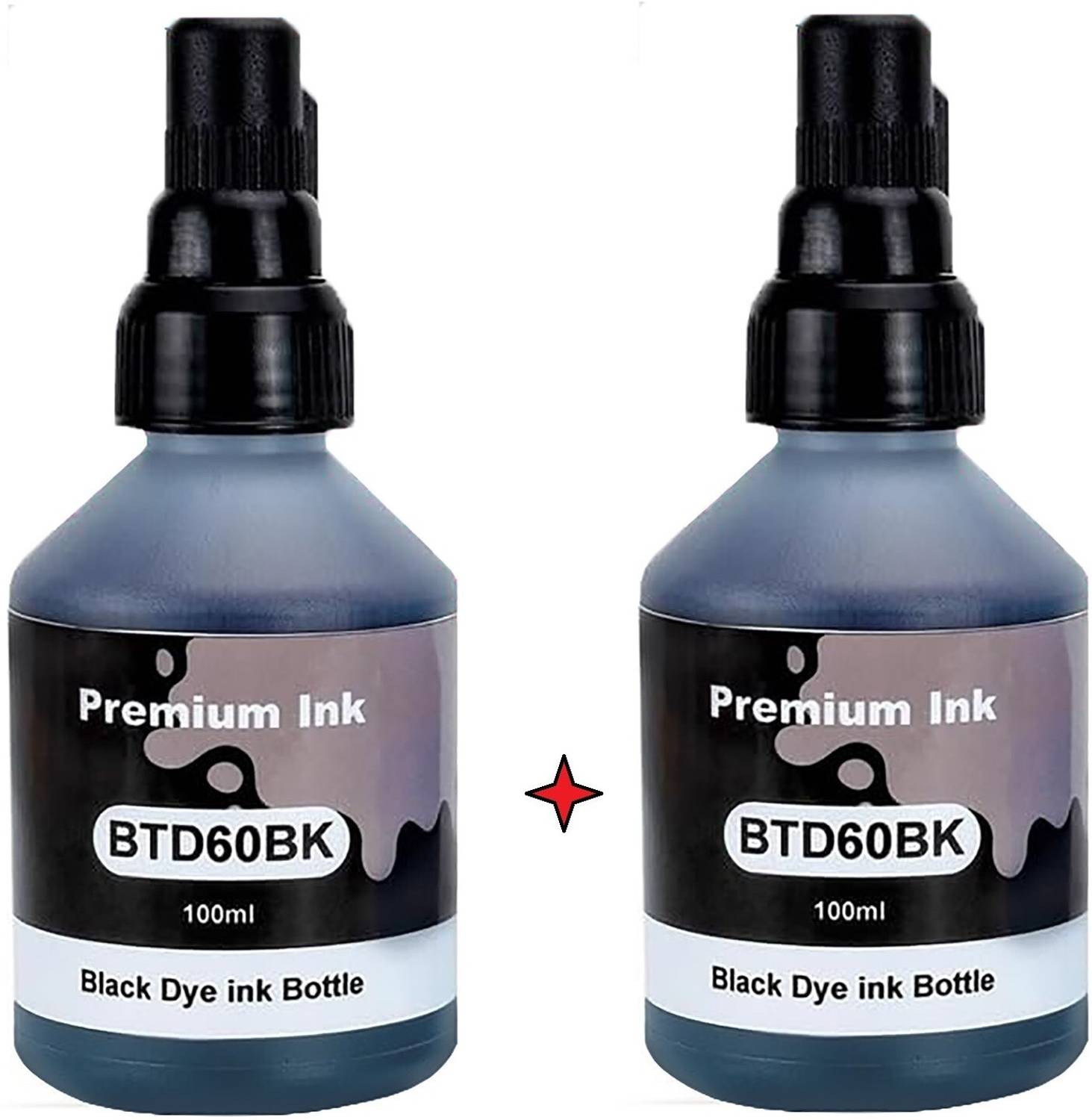 canoff BT6000Bk Ink Compatible for Brother DCP T310, T300,T510, T500 Pack of 2 Black - Twin Pack Ink Bottle