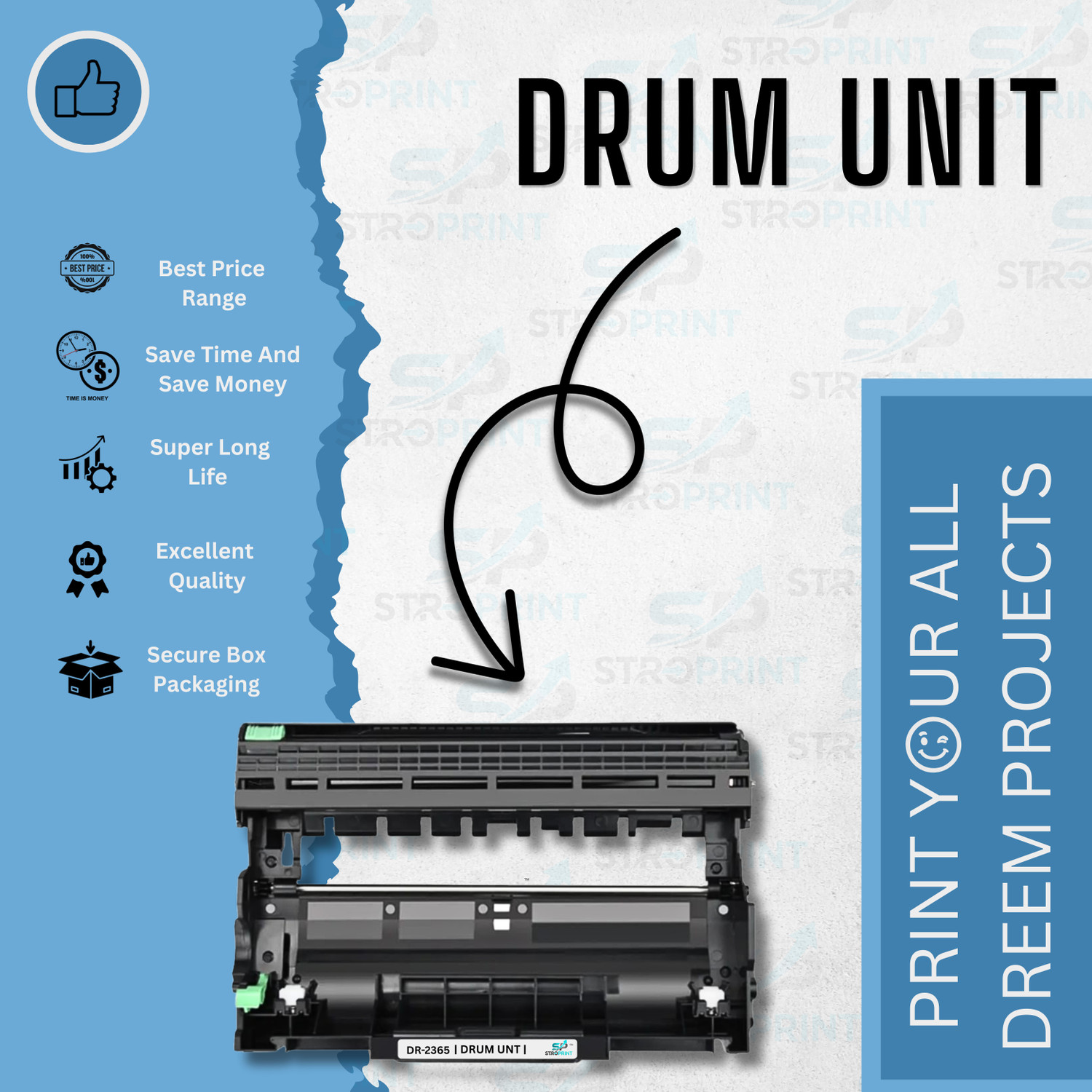 Image of STROPRINT DR-2365 Drum Unit For Brother HL-L3221D,L2361DN,L2320d,L2366DW.... Black Ink Toner