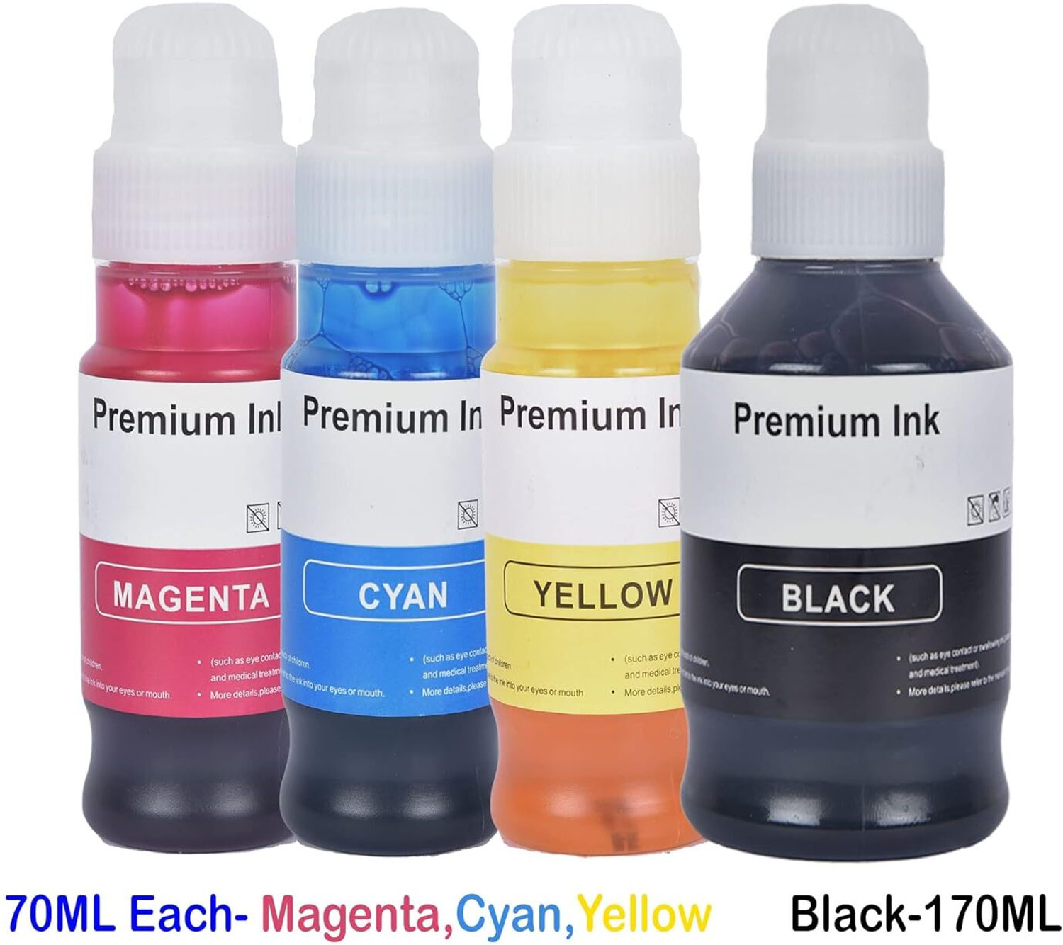 Image of Gedi GI 71 Refill Ink for Canon Pixma G2020,G2021,G2060,G2730,G3020,G3021 Printer Black + Tri Color Combo Pack Ink Bottle