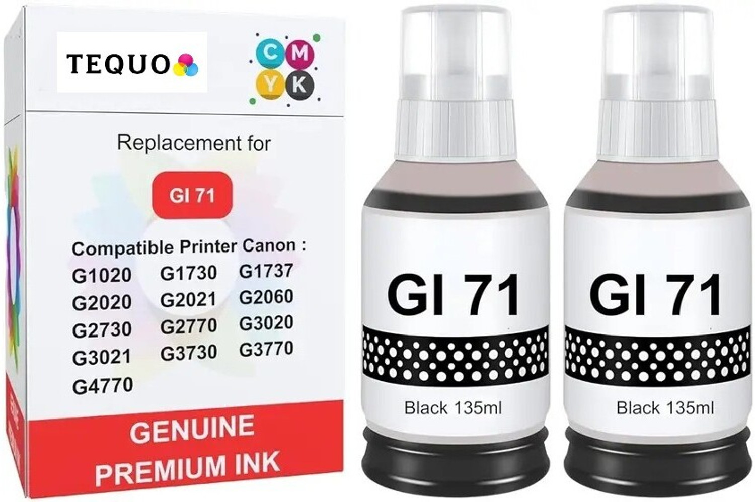 Image of tequo GI 70 /71 Ink For G1737,G2020,G2021,G2060,G3020,G3730,G3770,G4770 Printers Black Ink Bottle
