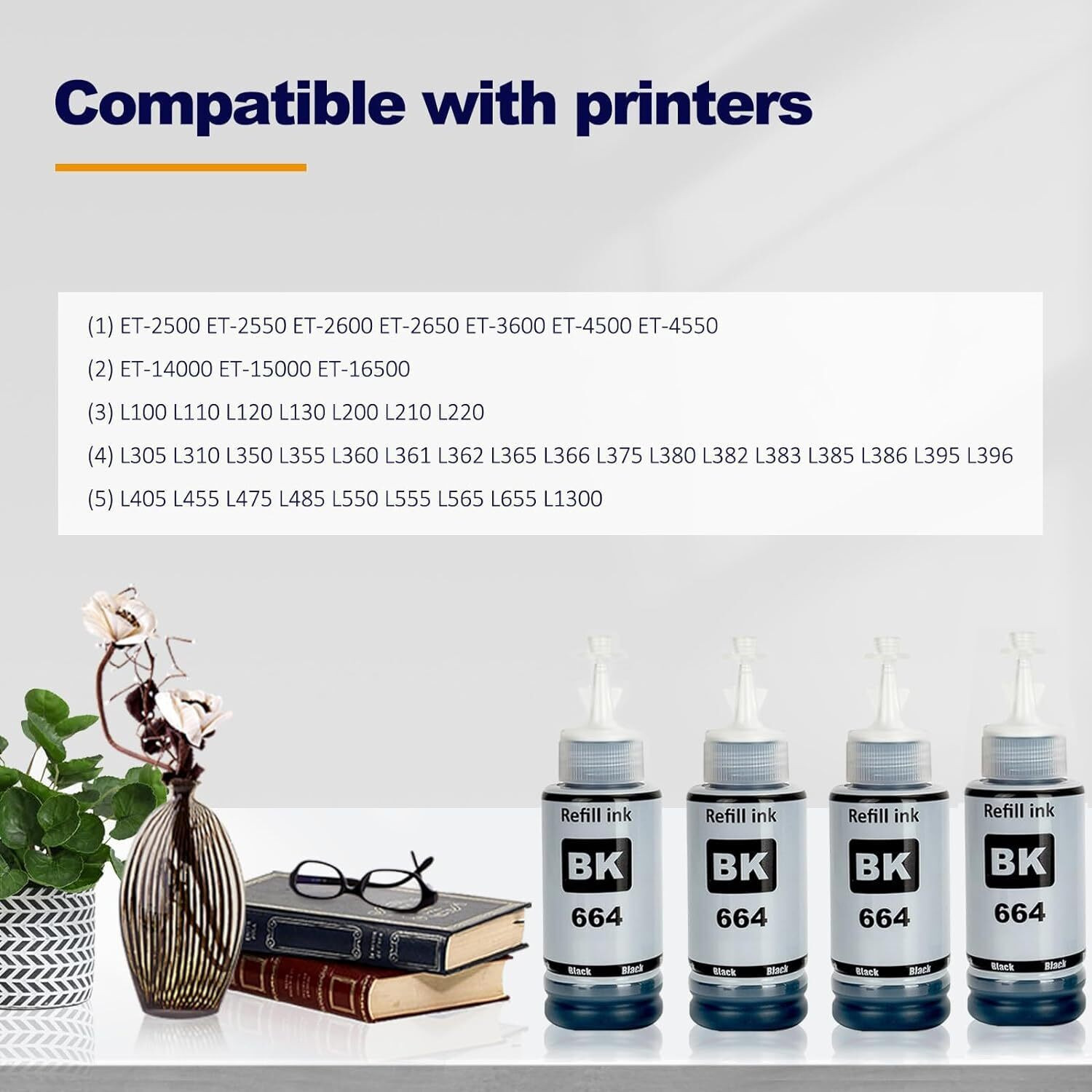 Image of ASV T664 Ink For Ep L130,L380,L210,L220,L310, L350Printers - (C /M /Y /Bk - 70g x 4) Black Ink Bottle