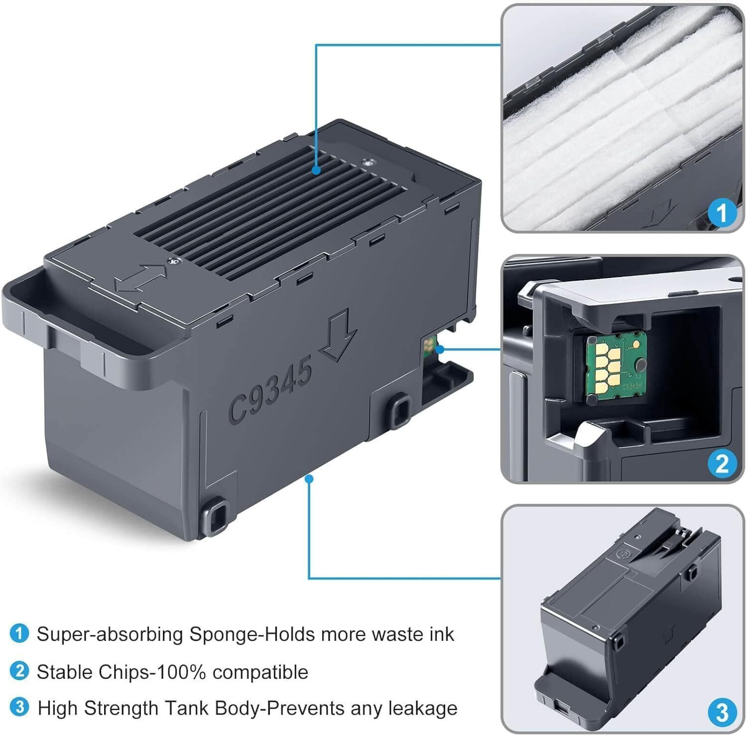 Image of Ang C9345 Maintenance Box For Epson L15150 L15158 L15160 L8160 L8180 Tri-Color Ink Toner