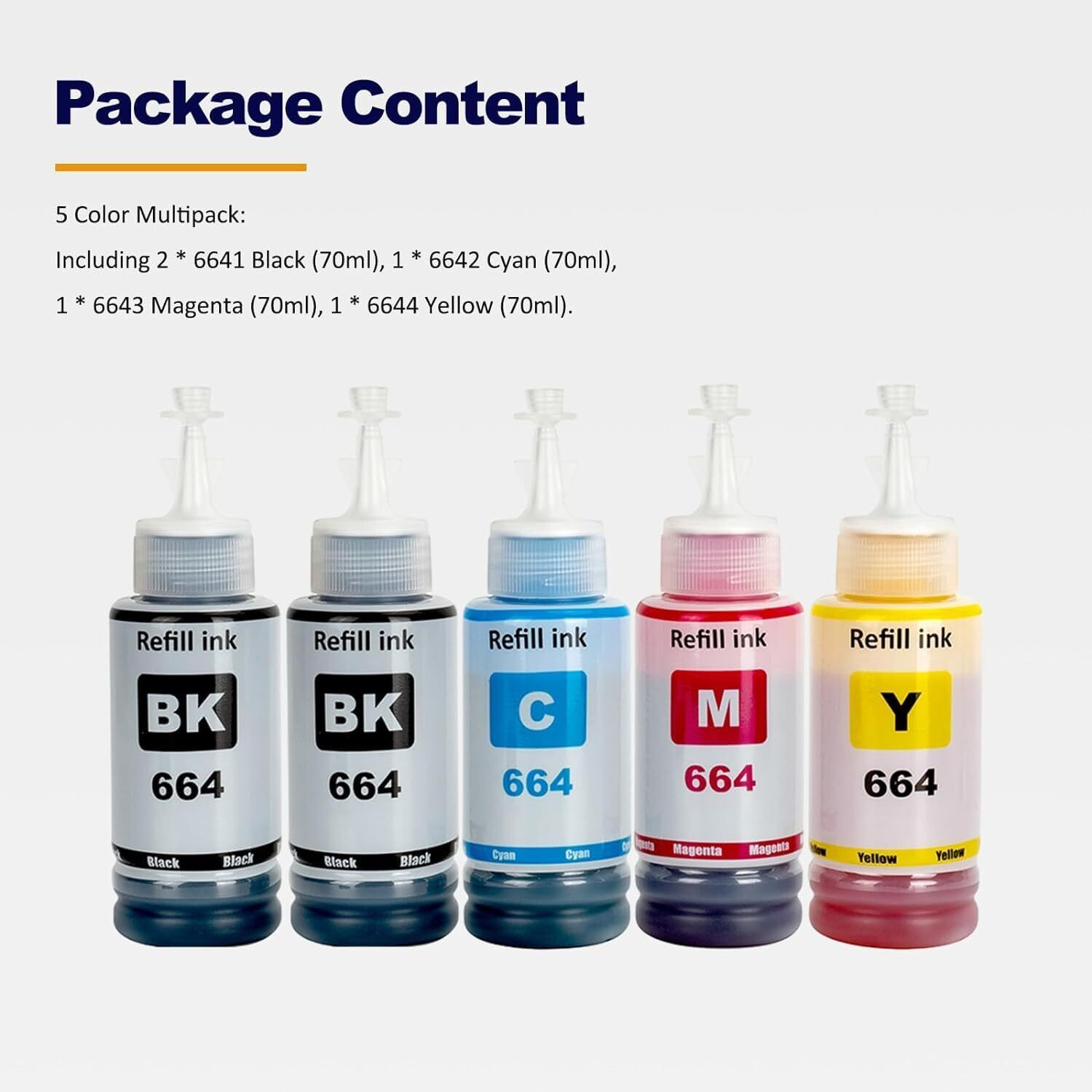 Image of ASV T664 compatible Ink for Epson L1300,L310,L361,L380,L405,L565,L365,L485,L220L360 Black + Tri Color Combo Pack Ink Bottle