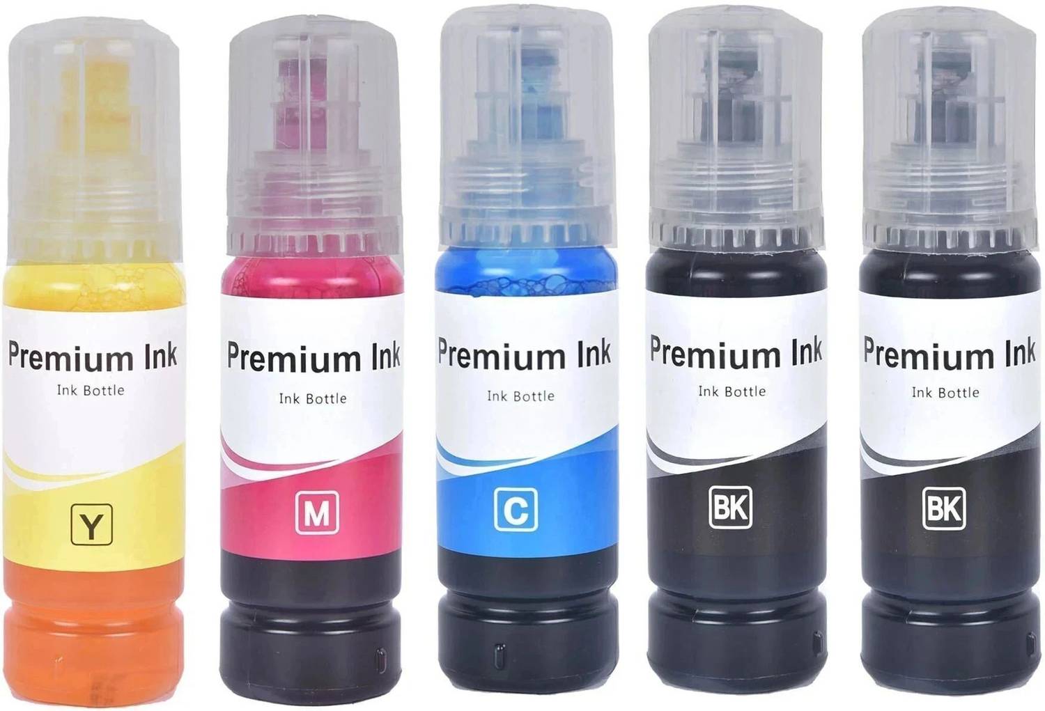 Good One Ink compatible for epson printer L3110,L3150,L3250,L3152,L3210(C/M/Y/2B-70gmx5) Black + Tri Color Combo Pack Ink Bottle