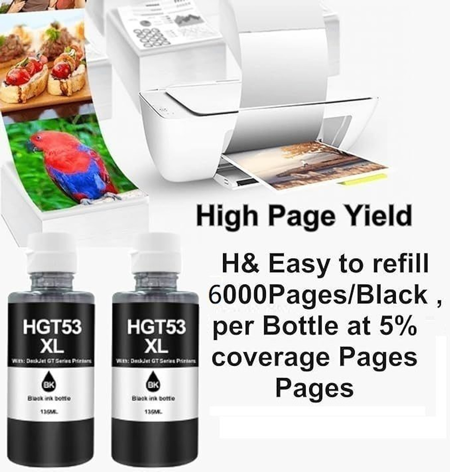 Image of ASV GT51 /GT53 XL smart tank printer 581,210,525,520,521,585,580,670,530,675,720,750 Black Ink Bottle