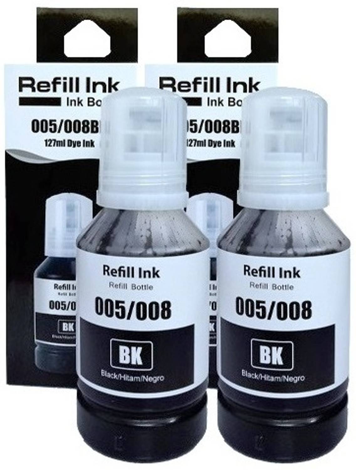 canoff 008 Black Refill Ink (127ml 2Bottle) For Black - Twin Pack Ink Bottle