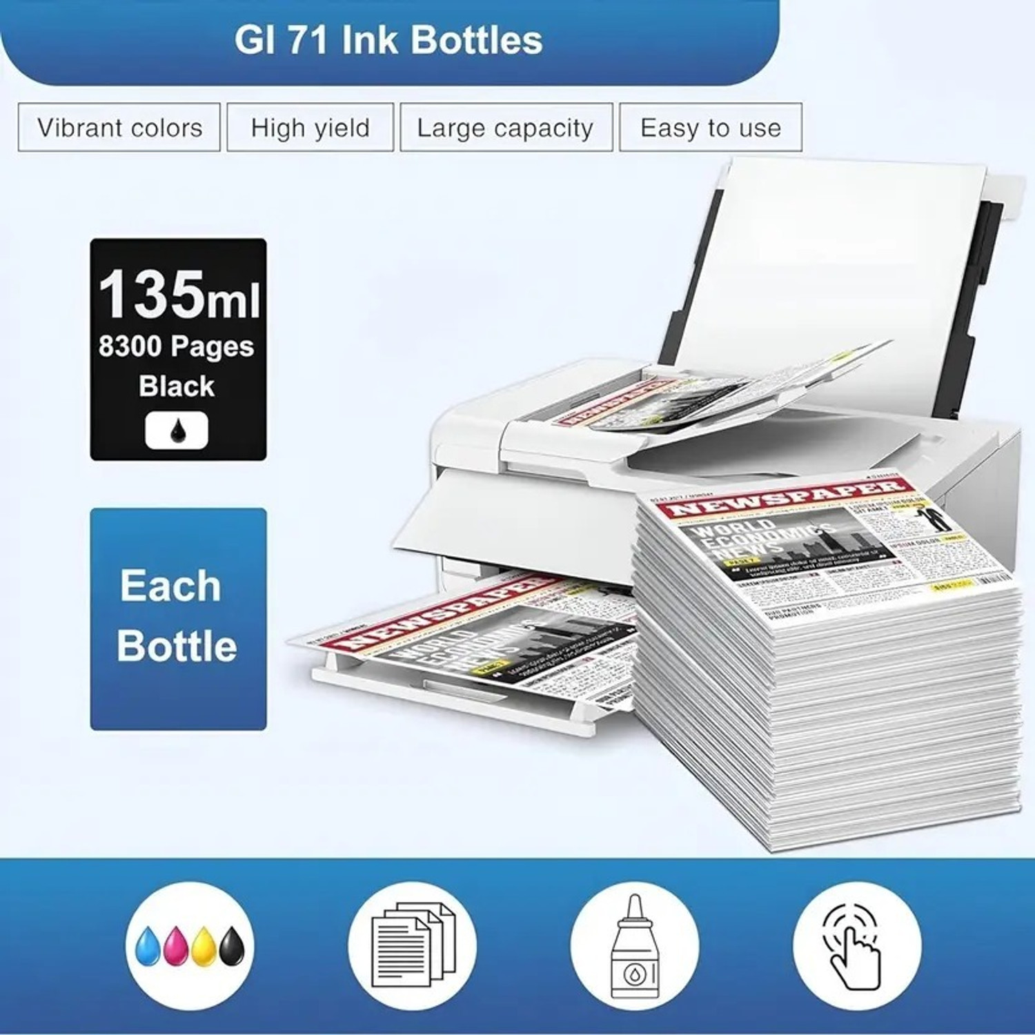 Image of tequo GI 70 /71 Ink For G1737,G2020,G2021,G2060,G3020,G3730,G3770,G4770 Printers Black Ink Bottle