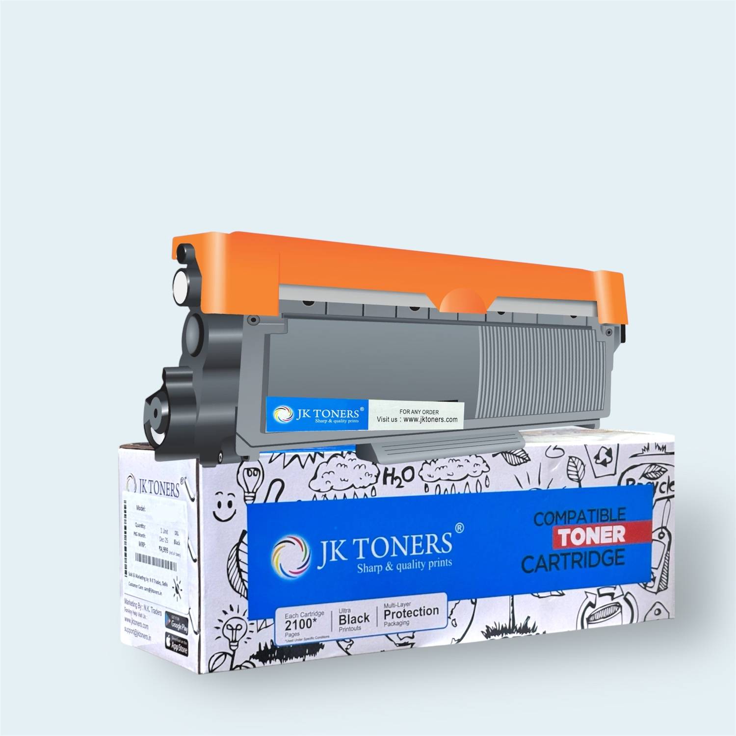 JK Toners TN2325 / Tn2312 / TN 2325 / Tn 2312 Toner Cartridge Compatible With Brother DCP-L2541, HL-L2321, 2365, 2380, 2360, DCP-L2520, MFC-L2703 Black Ink Cartridge