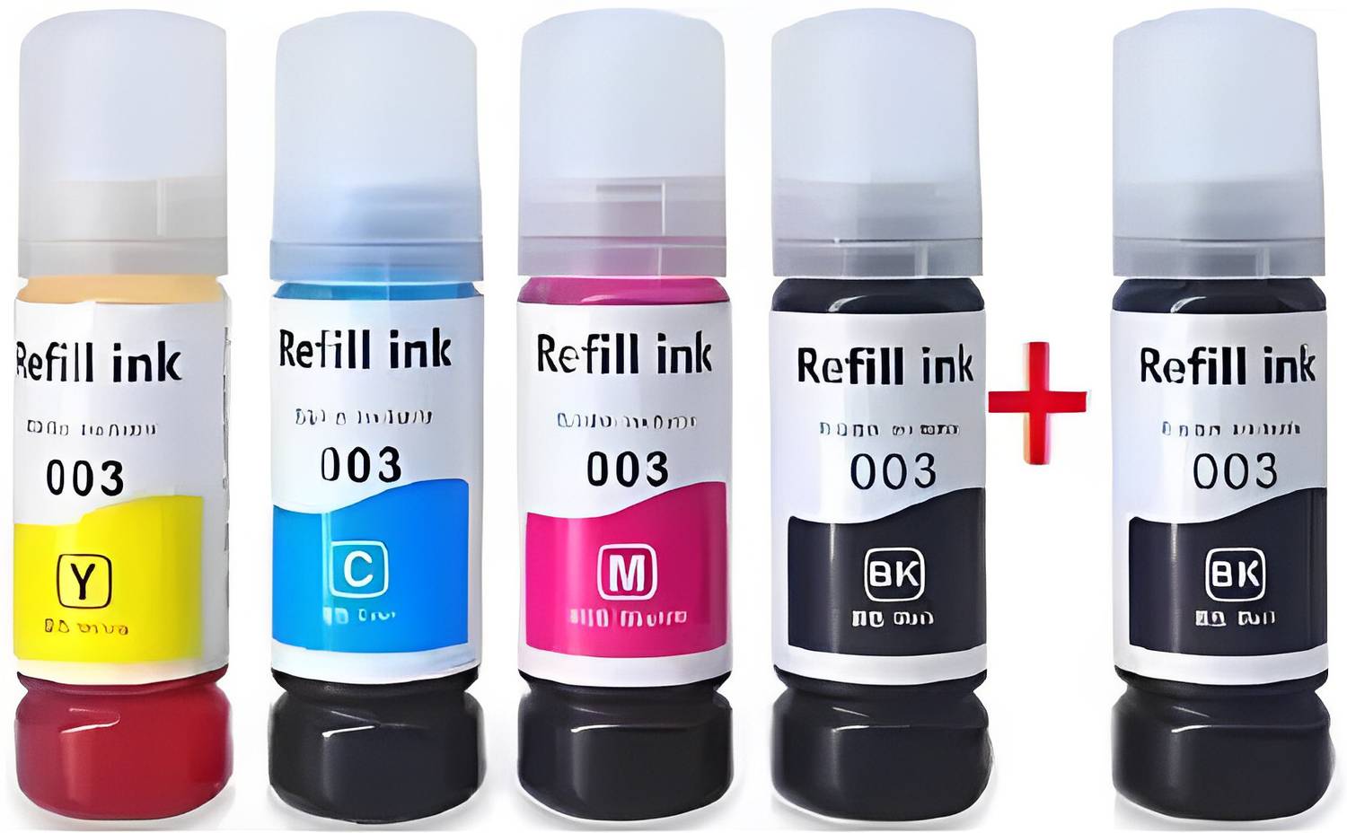 RAMKE High Quality Refill ink for 001 ,003 , L3200 , L3210 , L3211 , L3215,L3216,L3250 Black + Tri Color Combo Pack Ink Bottle