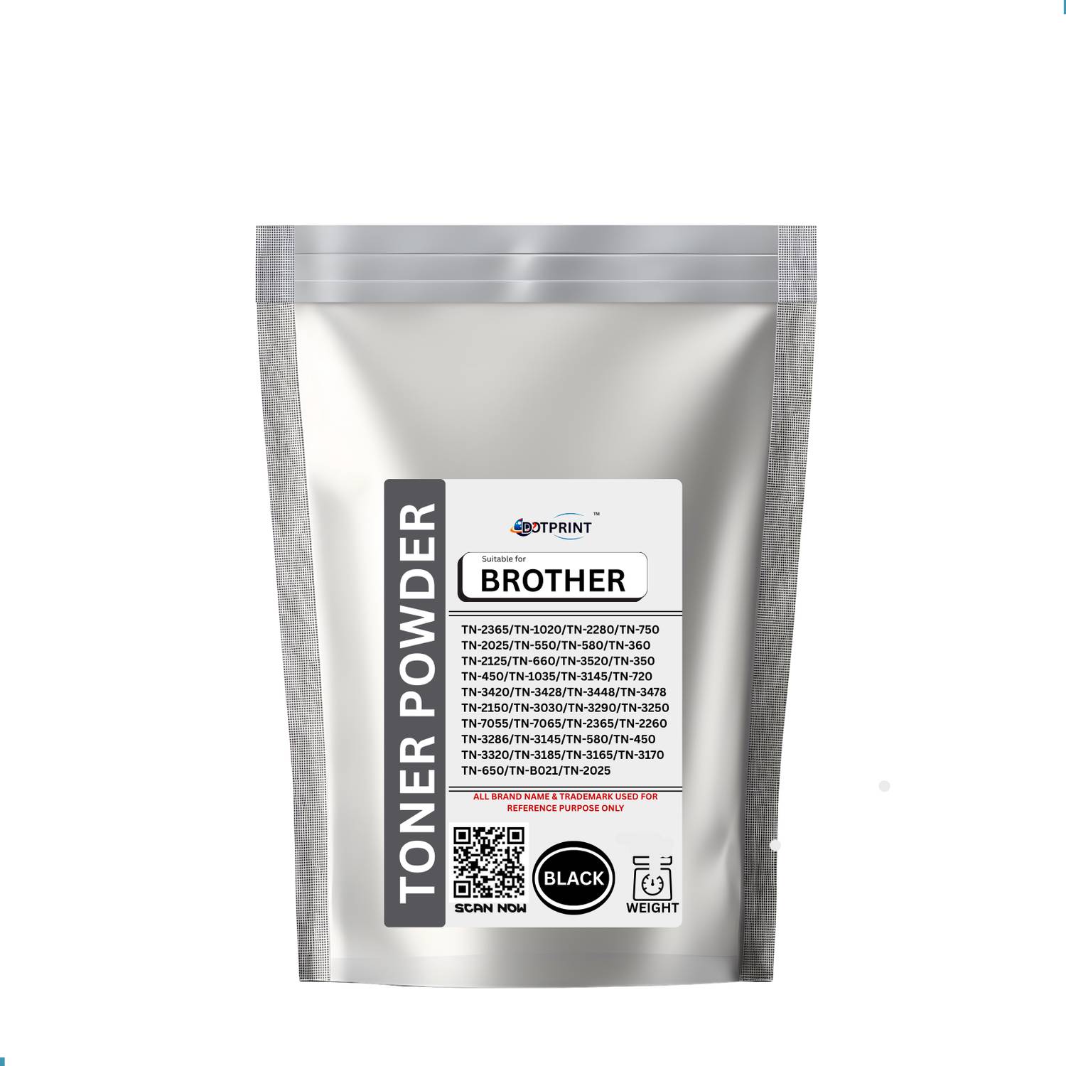 Dot Print ™ High Quality Ultra Dark Toner Powder 1kg. For Brother TN-1020/TN-2280 Black Ink Toner Powder