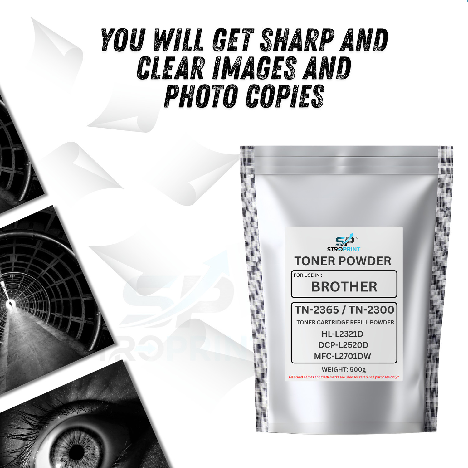 Image of STROPRINT Brother Original TN-2365 /TN2300 toner powder Suitable HL-L2321D,DCP-L2520D.. Black Ink Toner Powder