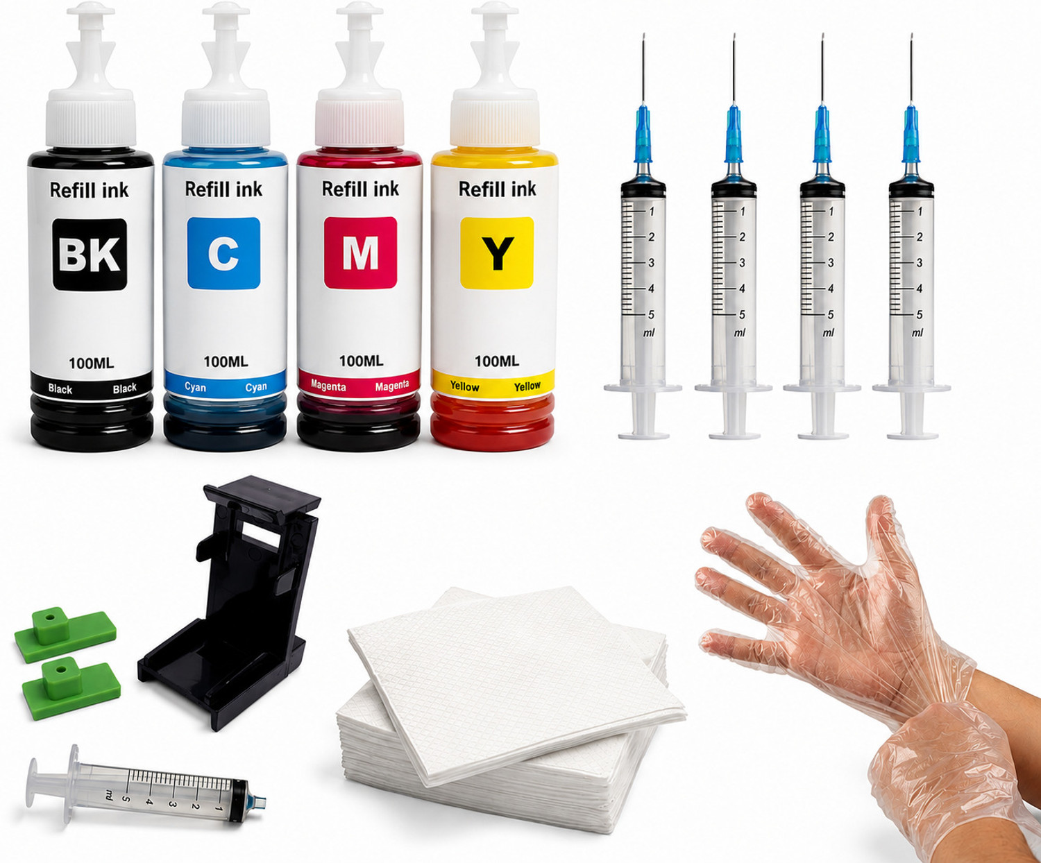 Image of canoff Refill Kit For E3370 , TS3370S Printer Ink Cartridge- PG-745 - CL746 full set 1 Black + Tri Color Combo Pack Ink Bottle