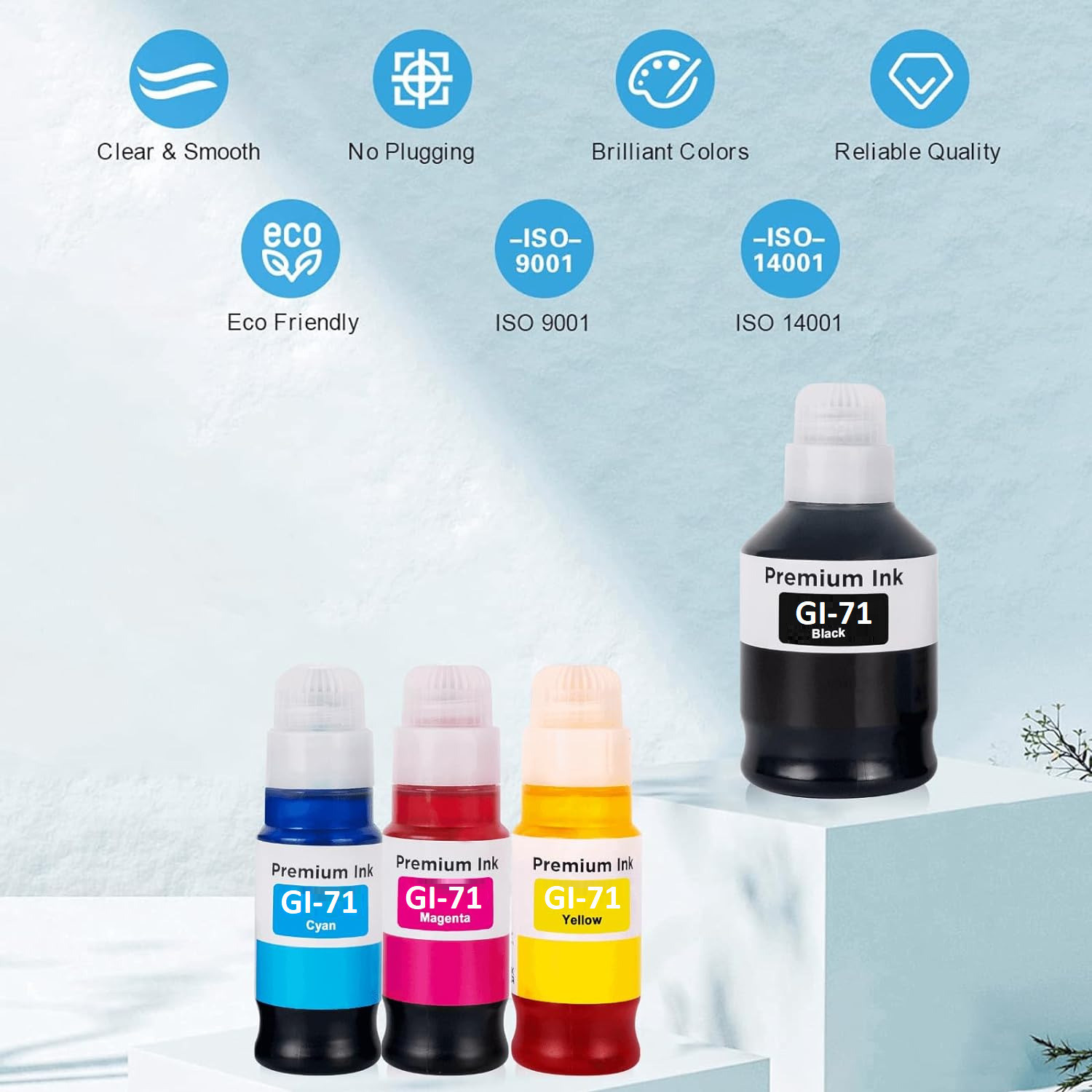 Image of vavia Ink Refill for GI-71 G1020,G2020,G2021,G2060,G3020,G2021,G3060 Black + Tri Color Combo Pack Ink Bottle