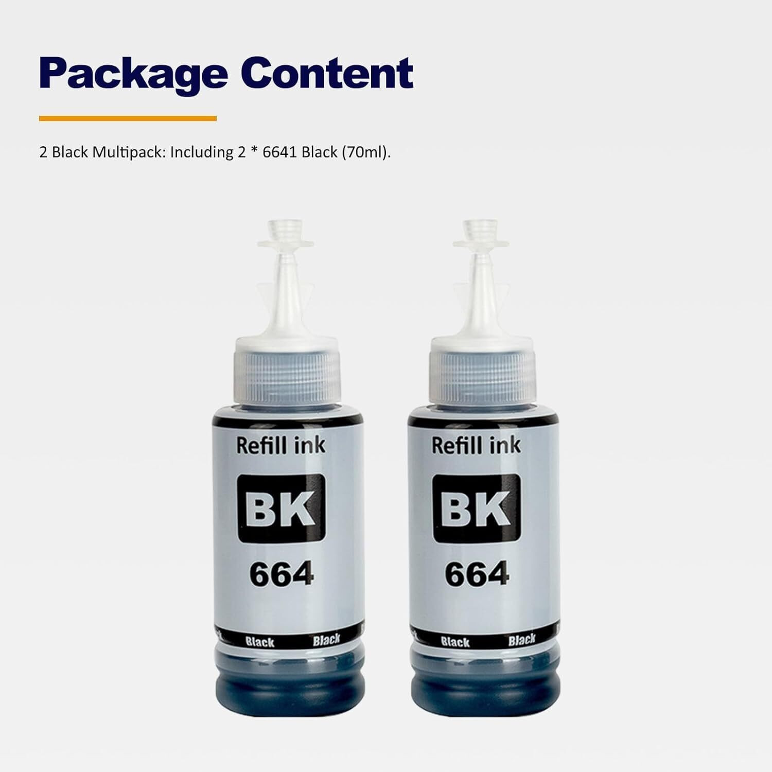 Image of ASV T664 Ink For Ep L130,L380,L210,L220,L310,L350 Printers-(C /M /Y /Bk - 70g x 4) Black - Twin Pack Ink Bottle