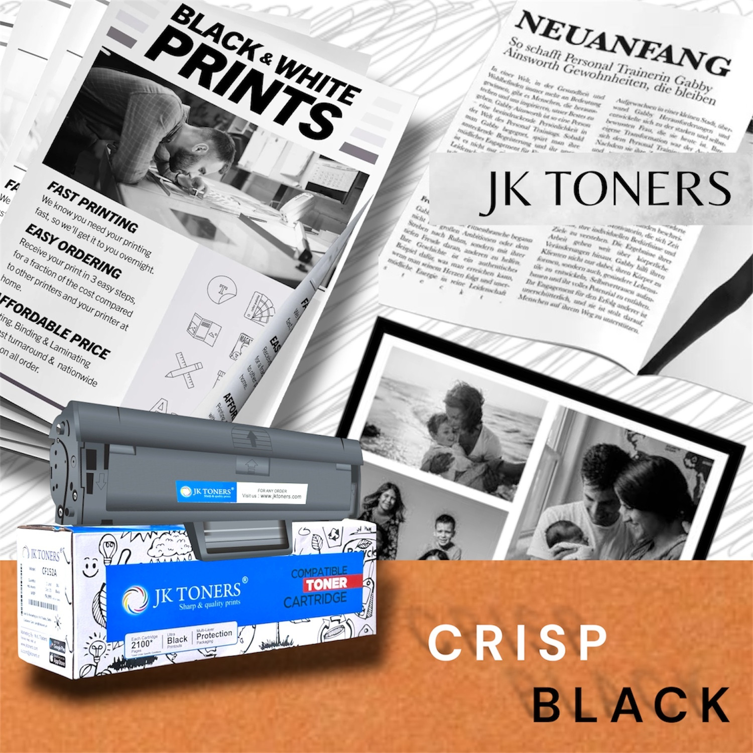 Image of JK Toners 110A W1112A Toner Cartridge with Chip For 108a 136a 136w 138pnw Black Ink Cartridge