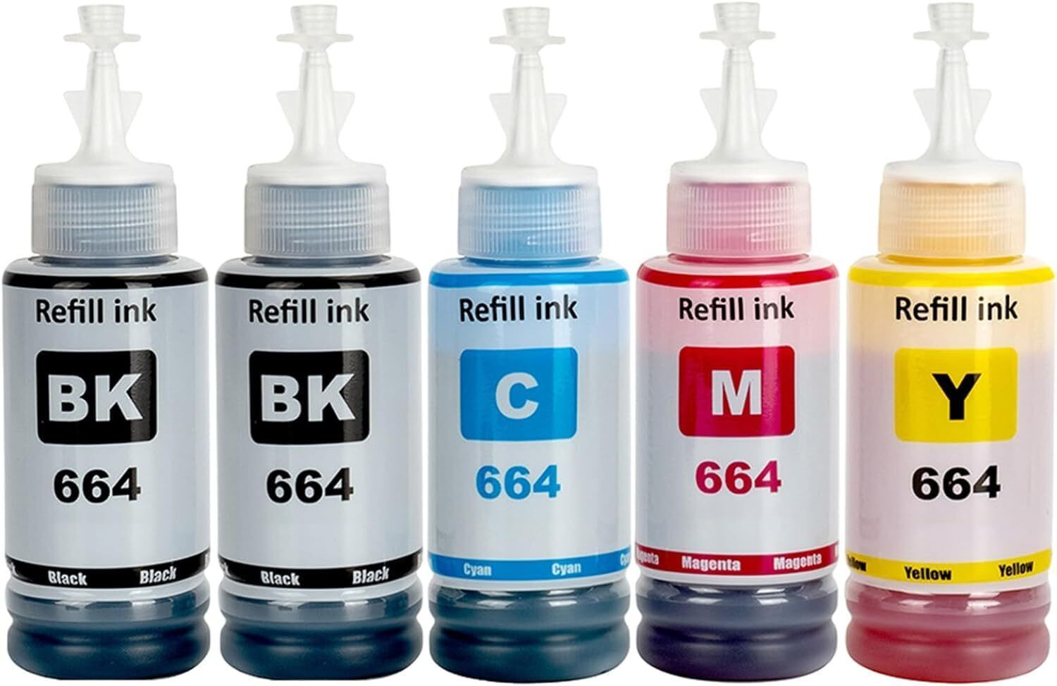 Image of ASV T664 compatible Ink for Epson L1300,L310,L361,L380,L405,L565,L365,L485,L220L360 Black + Tri Color Combo Pack Ink Bottle