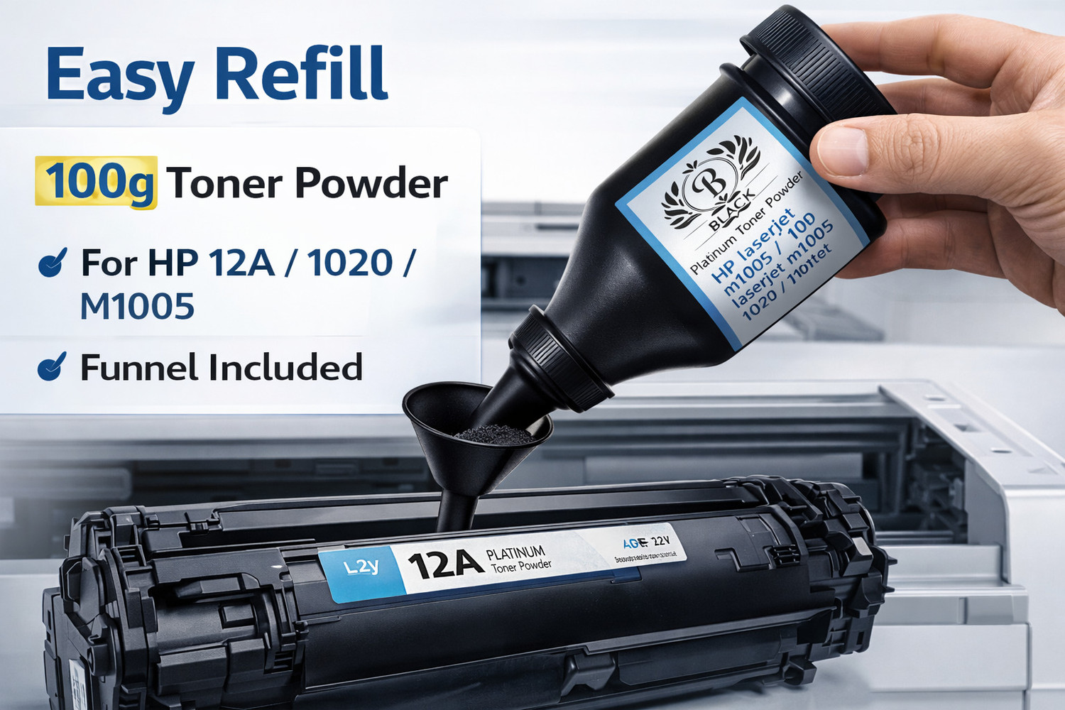 Image of Black HP Laserjet M1005 Multifunction Laser Printer Comptible Toner Cartridge Black - Twin Pack Ink Toner Powder