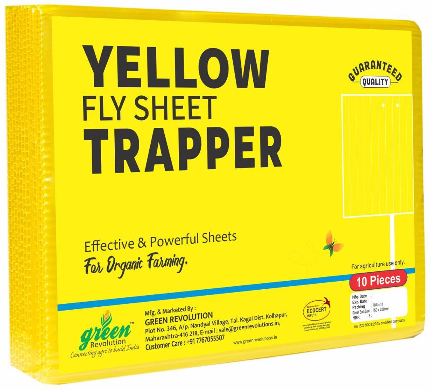 Image of Green Revolution Eco Yellow Sticky Trap for Insects for Garden and Farm Pack of 2 (20 pcs).