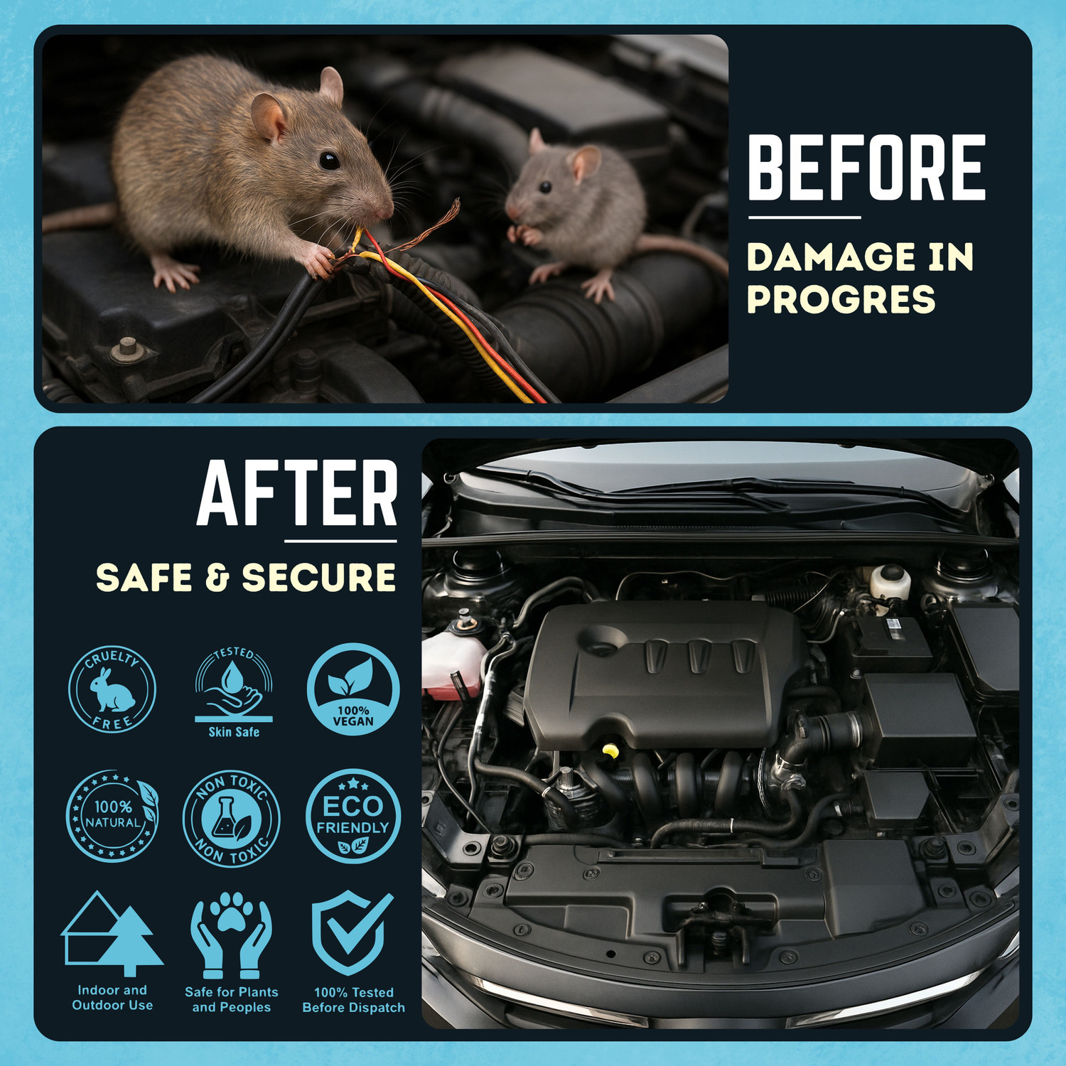 Image of VRPRIME Car Rat Repellent Spray 250ml | Herbal Rodent Protection for Car Engine & Wires